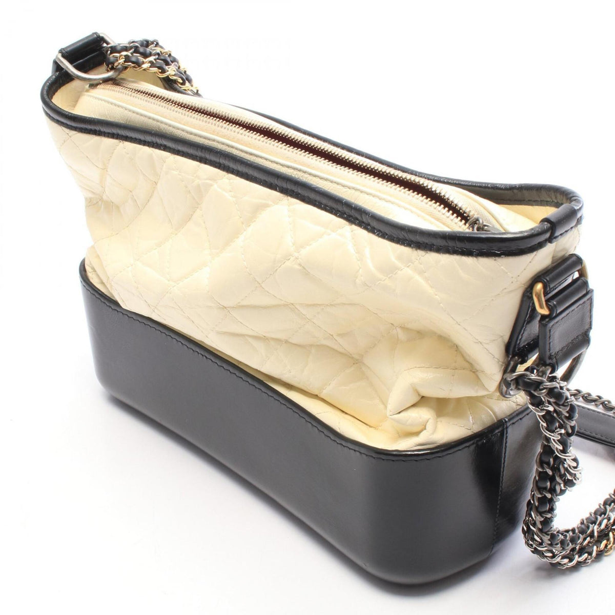 Chanel Black White Leather Handbag Shoulder Bag (Pre-Owned)