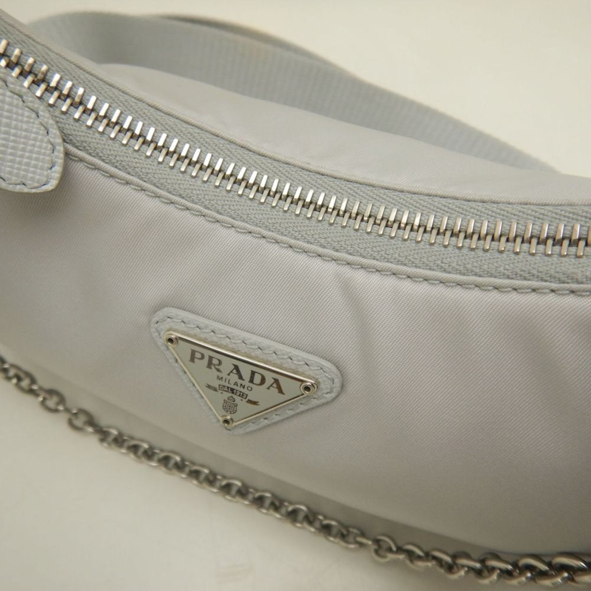 Prada Silver Nylon Shoulder Bag (Pre-Owned)