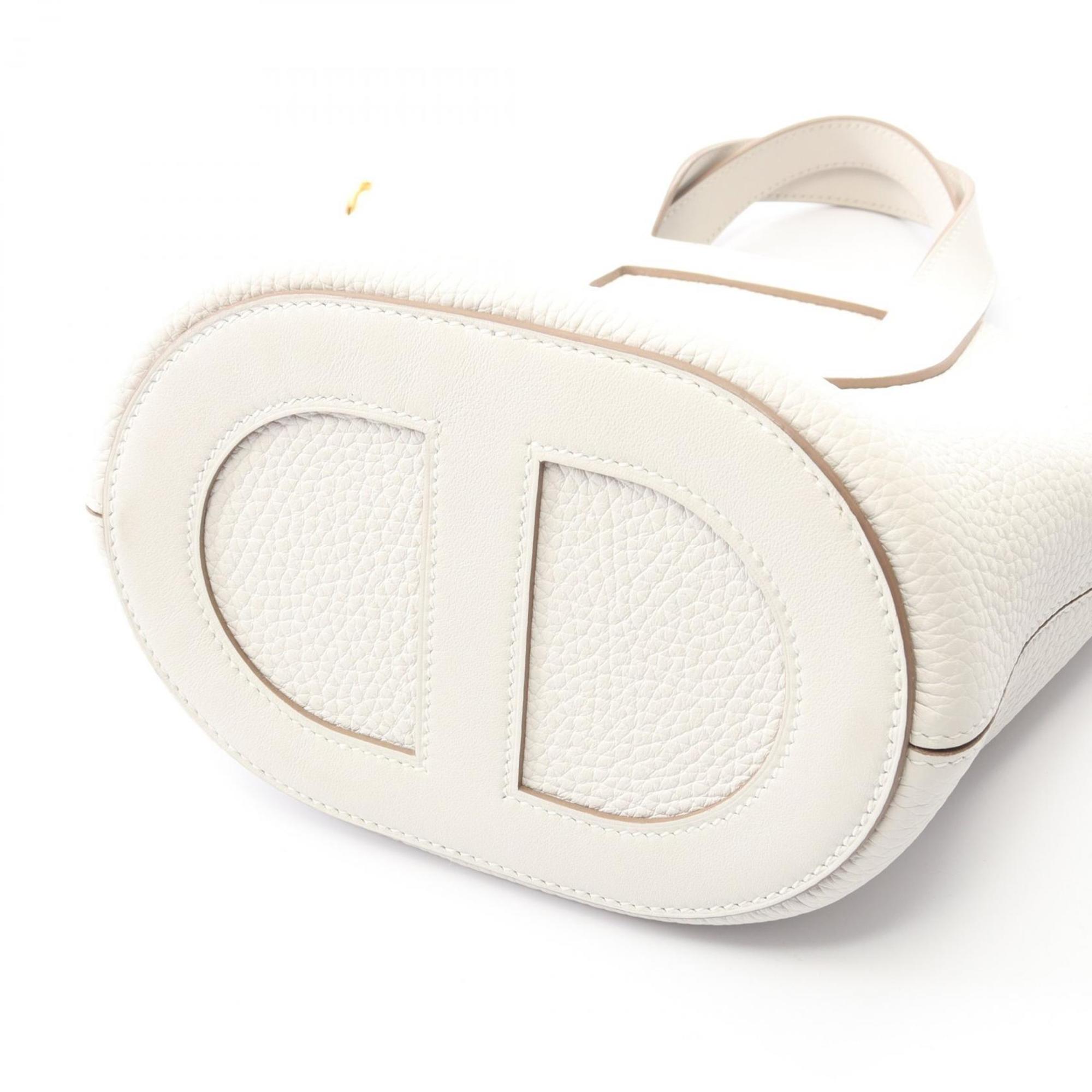 Hermes White Taurillon Clemence Leather Leather Swift Leather Handbag (Pre-Owned)