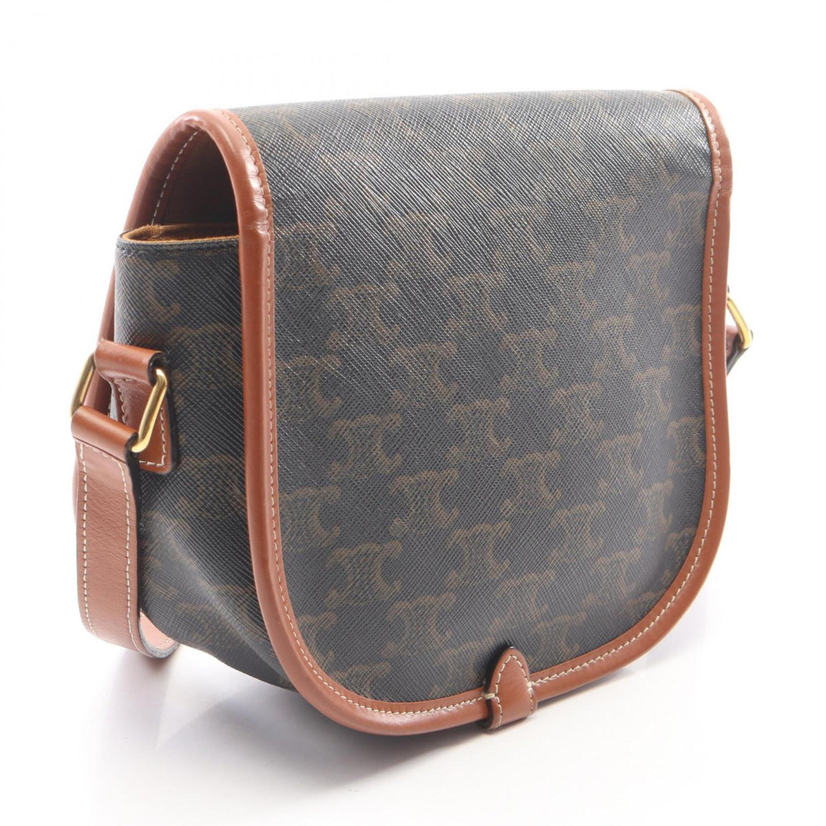 Celine Black Brown Coated Canvas Leather Handbag Shoulder Bag (Pre-Owned)