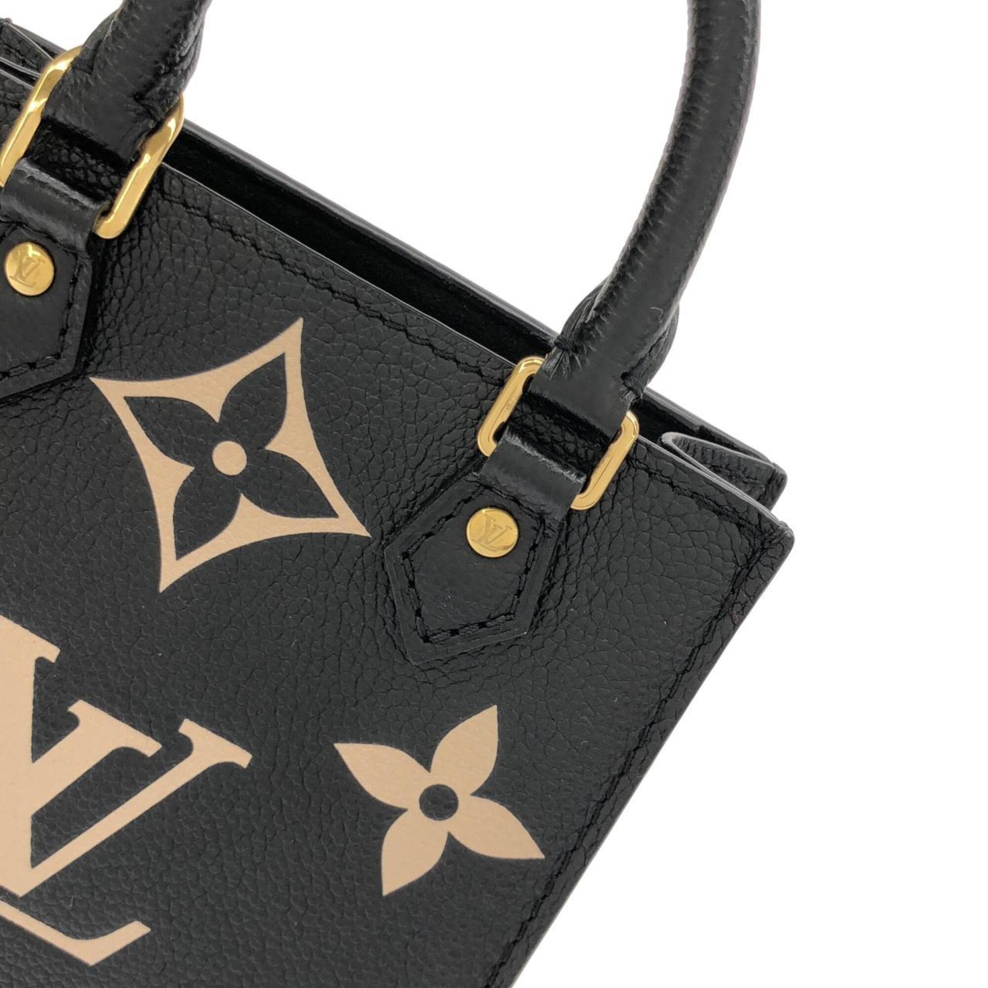 Louis Vuitton Beige Black Leather Shoulder Bag (Pre-Owned)