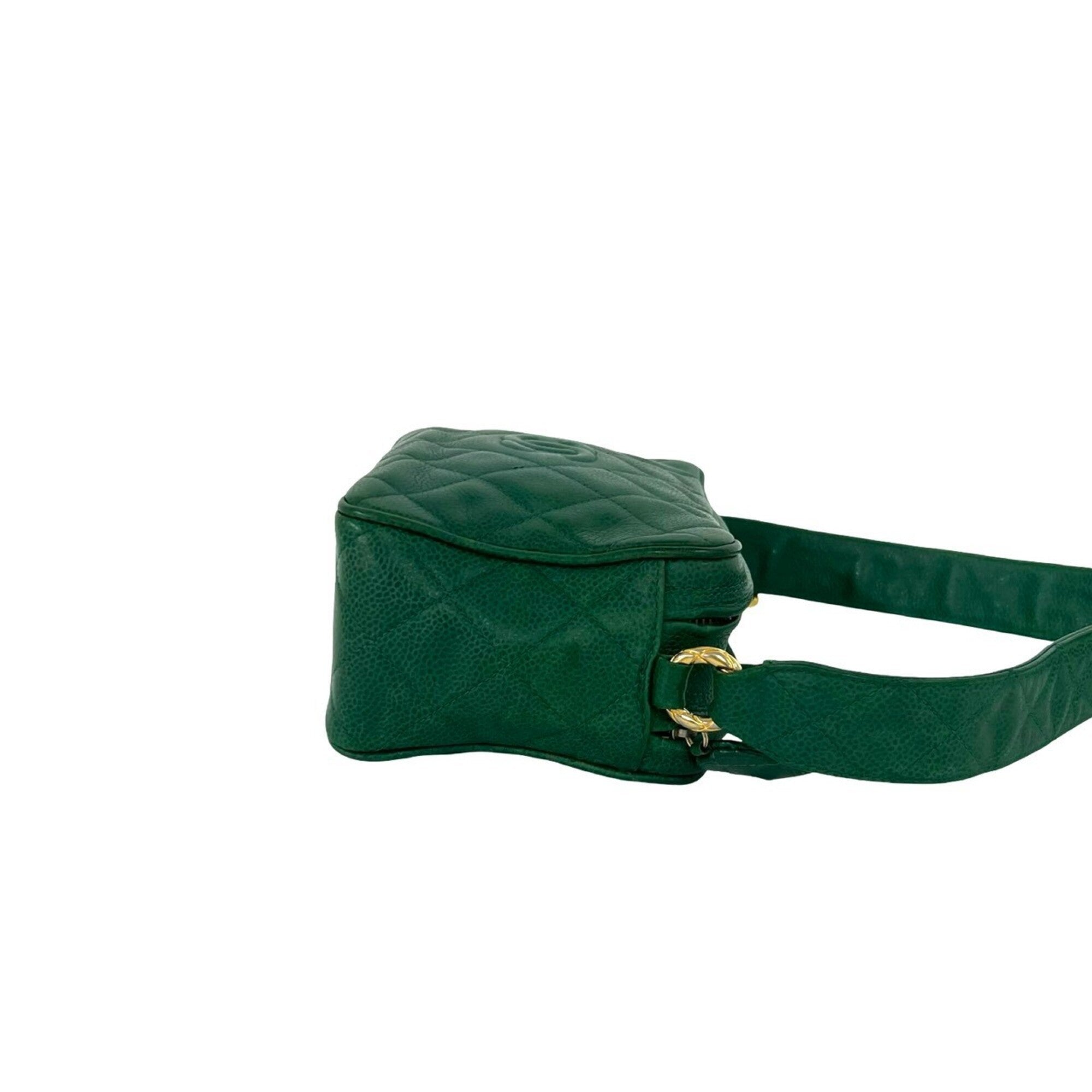Chanel Green Grained Calfskin Shoulder Bag (Pre-Owned)