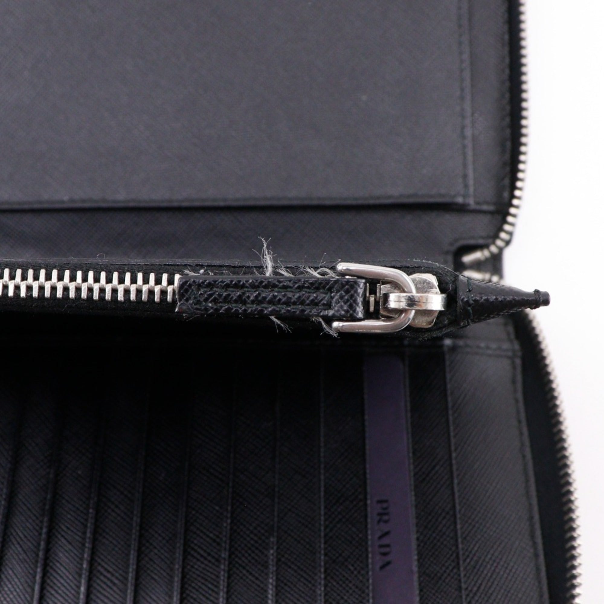 Prada Saffiano Black Saffiano Long Wallet (Bi-Fold) (Pre-Owned)