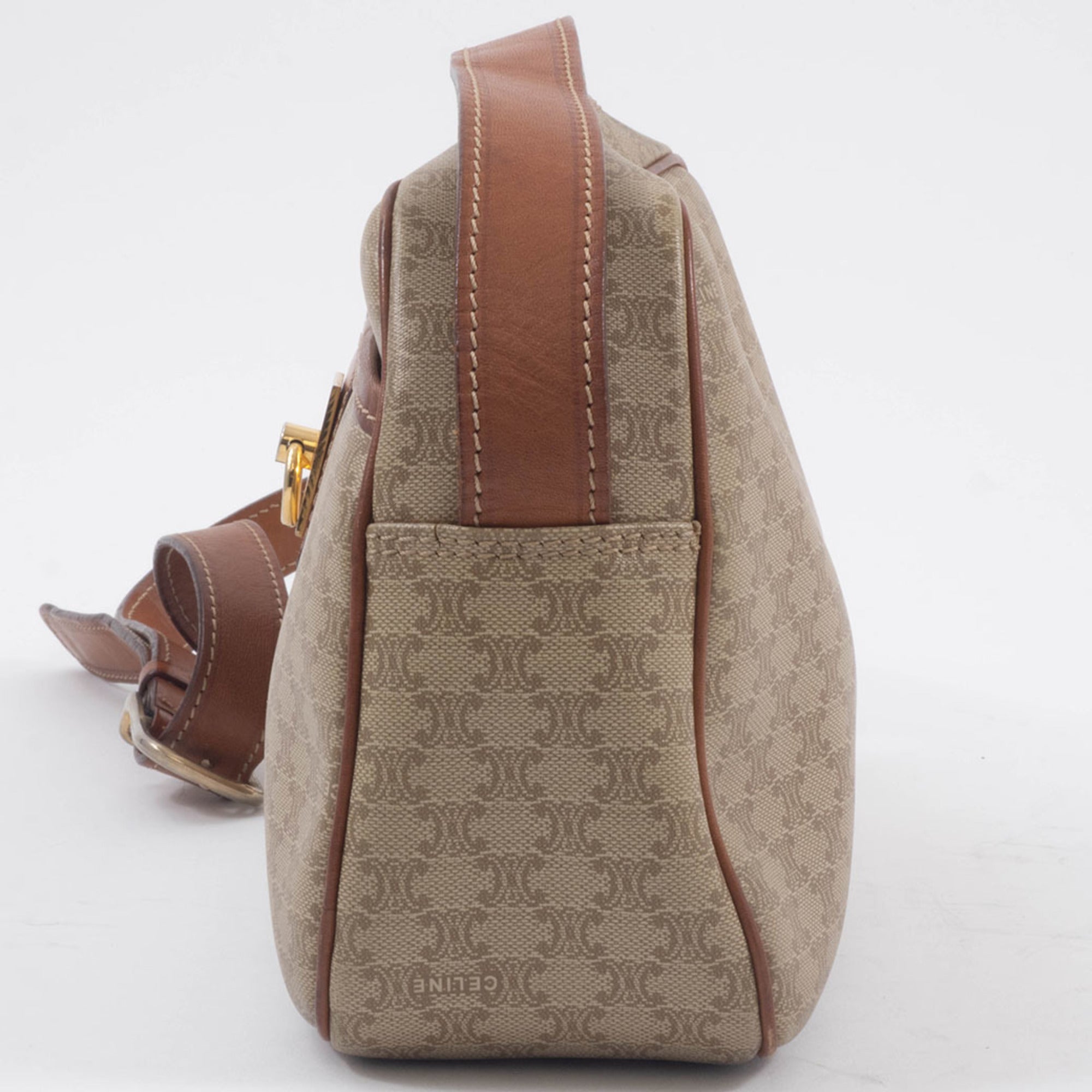 Celine Macadam Beige Brown Leather Pvc Shoulder Bag (Pre-Owned)