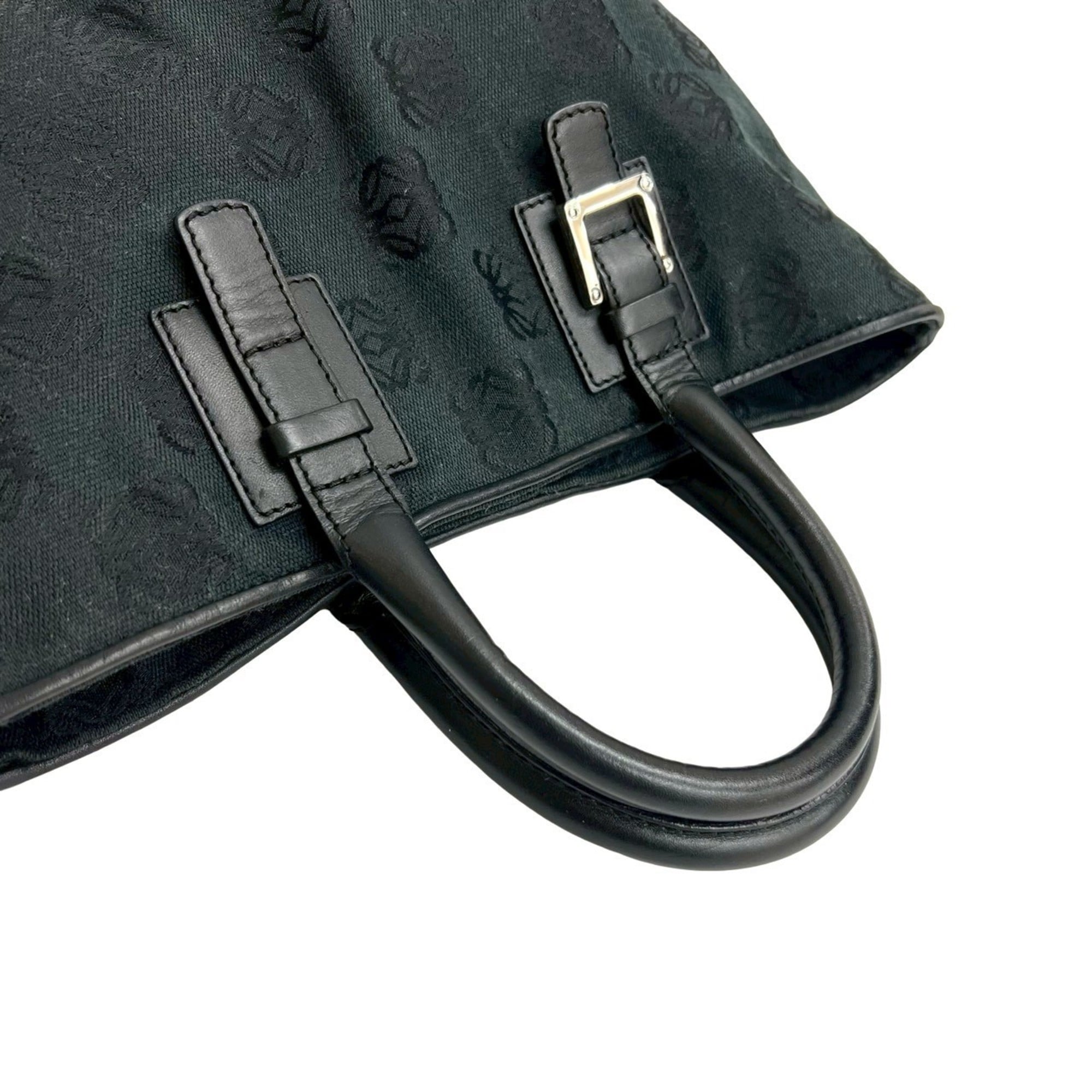 Loewe Black Canvas Leather Handbag Tote Bag (Pre-Owned)