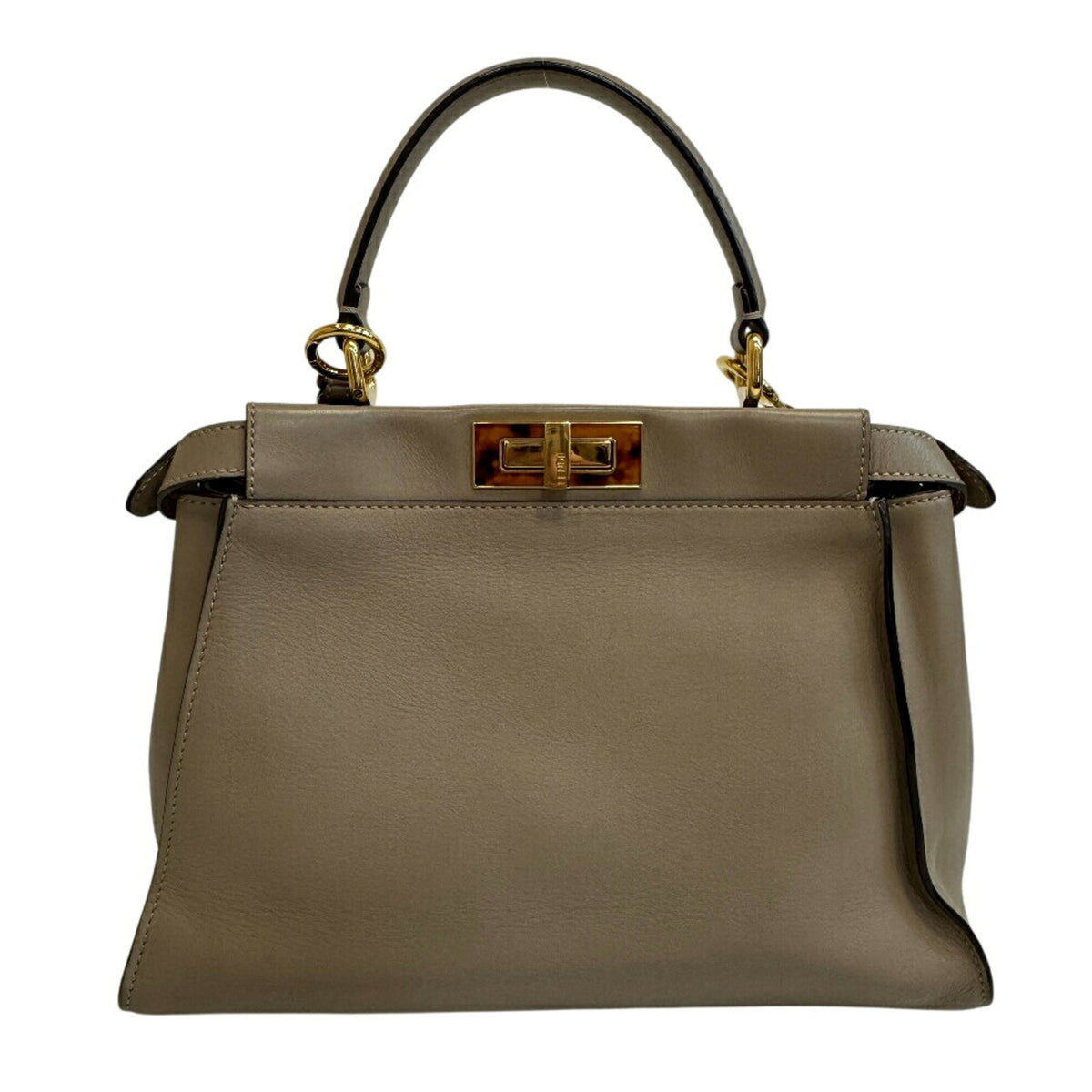 Fendi Gray Leather Handbag Shoulder Bag (Pre-Owned)