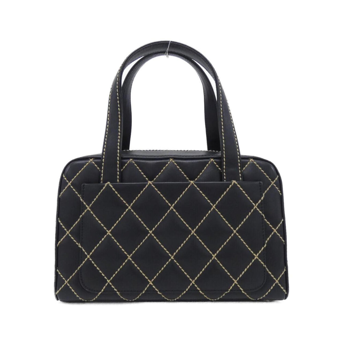 Chanel Beige Black Leather Handbag Pouch (Pre-Owned)