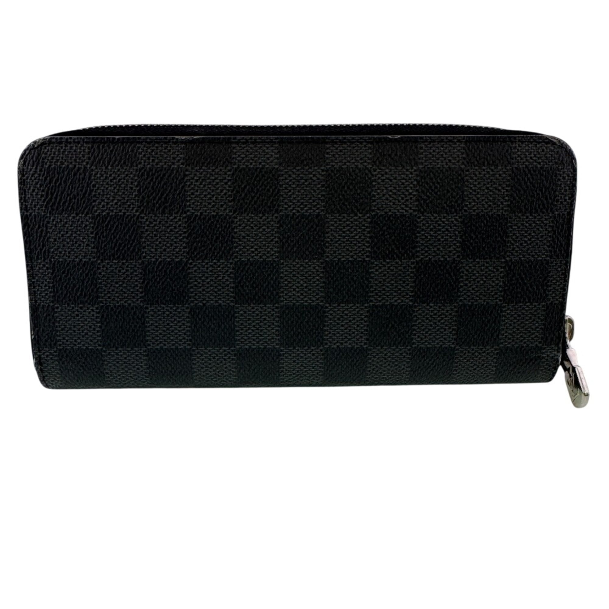 Louis Vuitton Black Gray Leather Long Wallet (Bi-Fold) (Pre-Owned)
