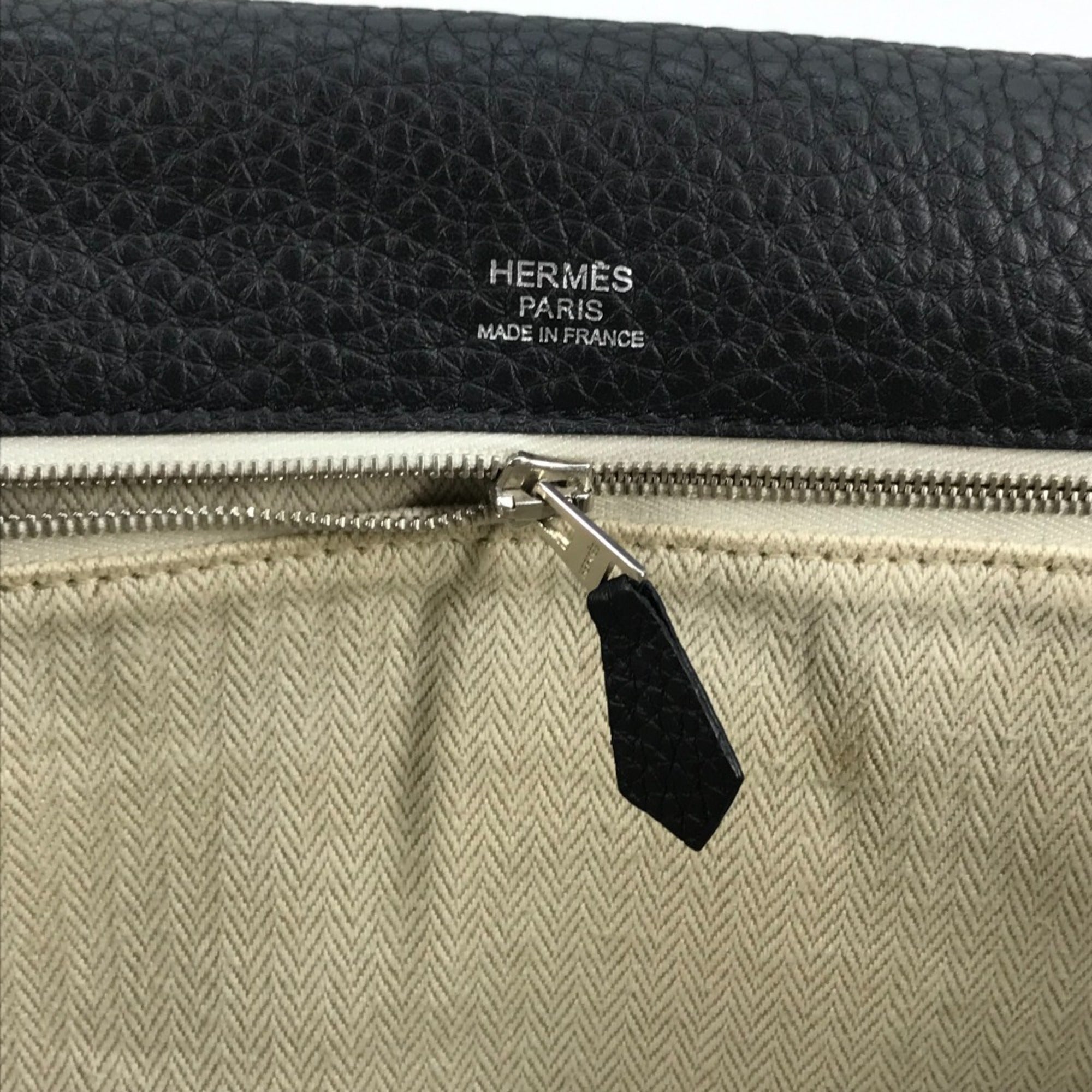 Hermes Black Taurillon Clemence Leather Messenger Bag Shoulder Bag (Pre-Owned)