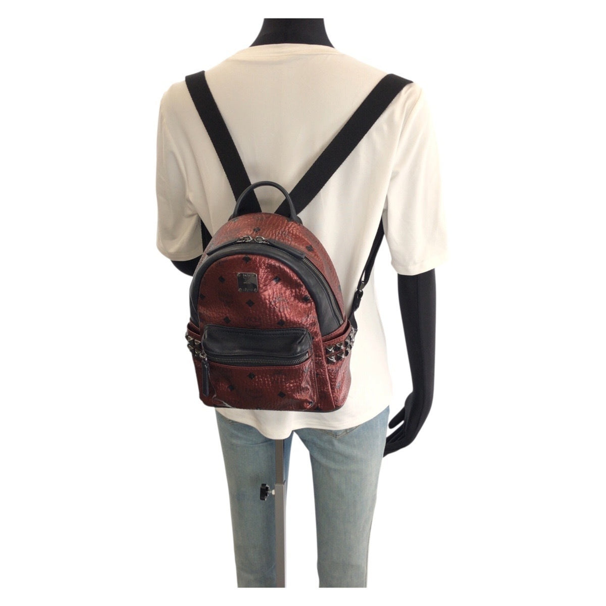 Mcm Bordeaux Red Color Wine Pvc Leather Backpack (Pre-Owned)