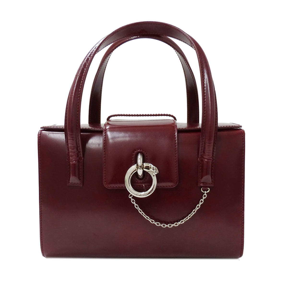Cartier Panthère Bordeaux Patent Leather Handbag (Pre-Owned)