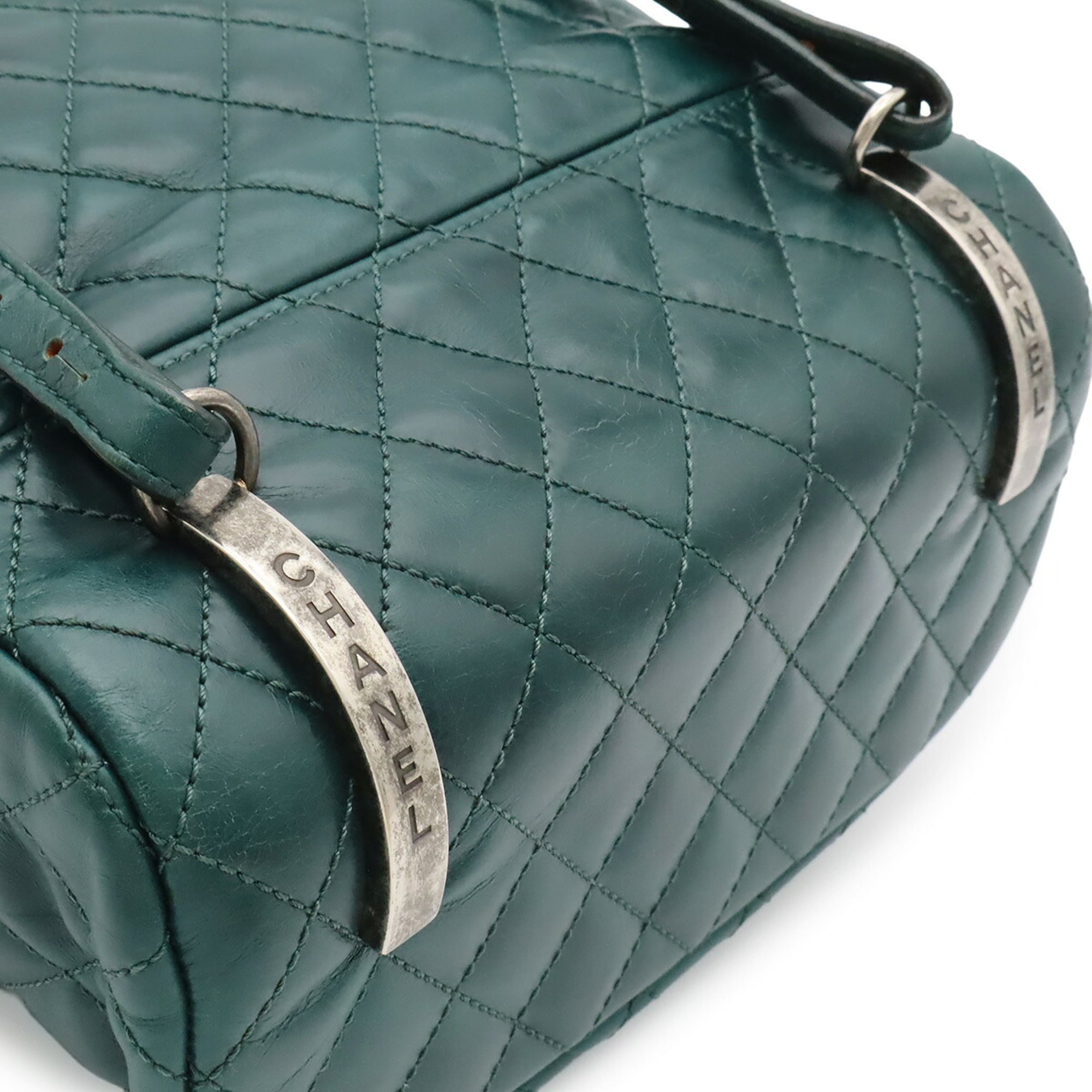 Chanel Matelasse Dark Green Leather Backpack (Pre-Owned)