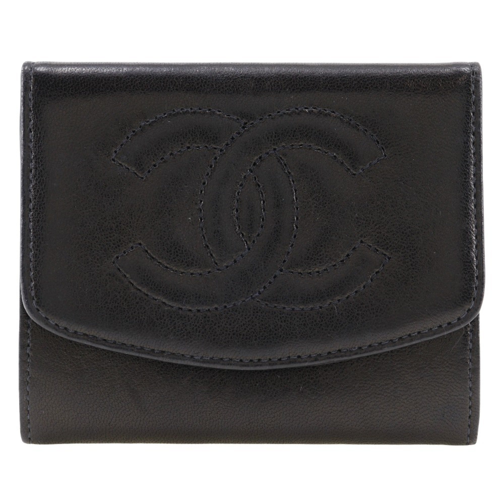 Chanel Black Leather Coin Purse/Coin Case (Pre-Owned)