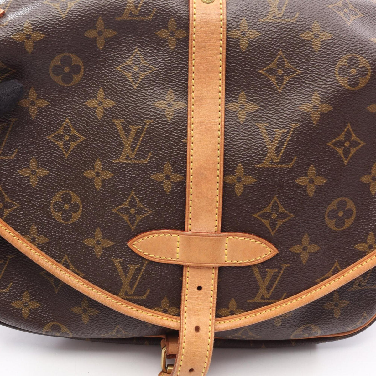 Louis Vuitton Brown Coated Canvas Leather Handbag Shoulder Bag (Pre-Owned)