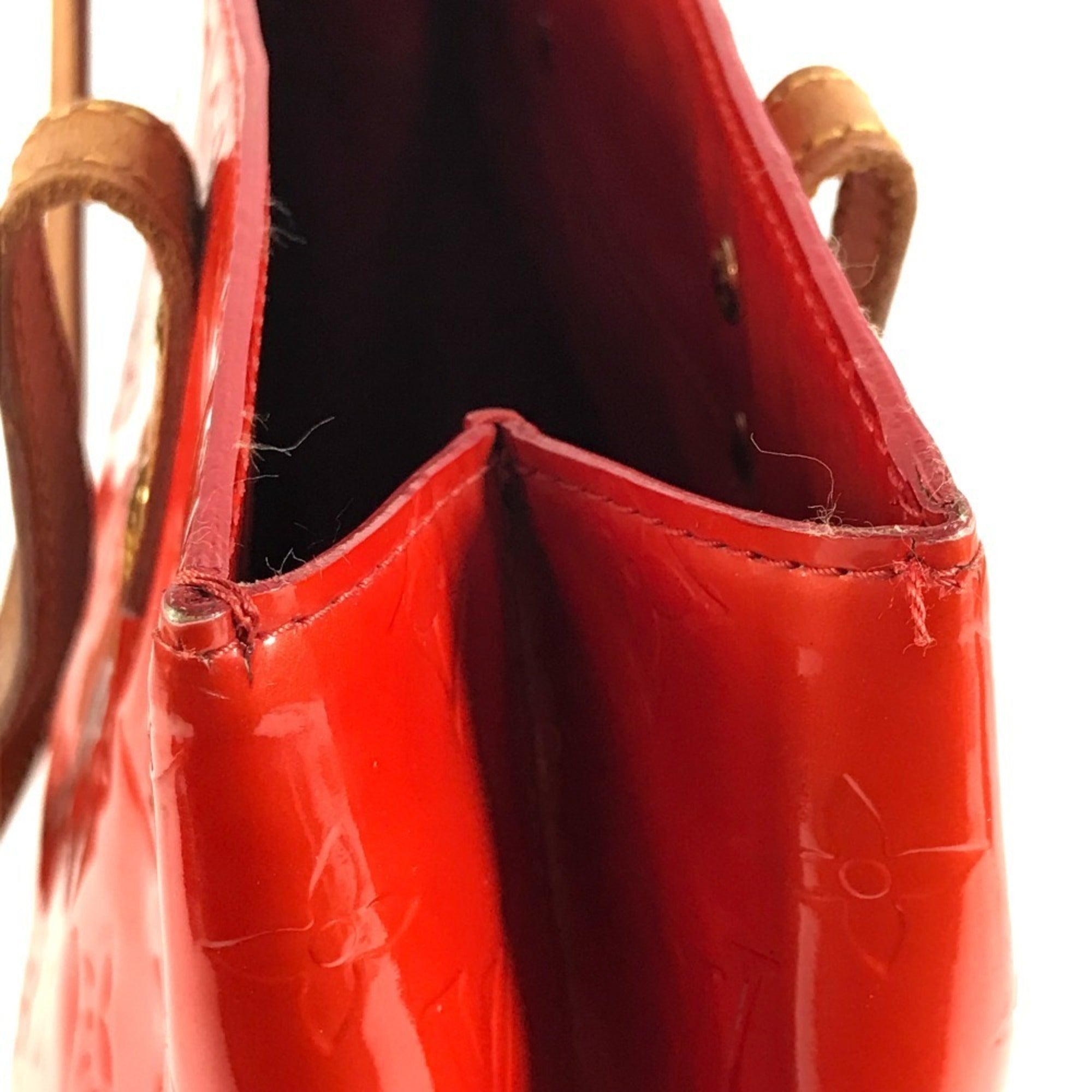 Louis Vuitton Red Color Rouge Monogram Vernis Shoulder Bag Tote Bag (Pre-Owned)