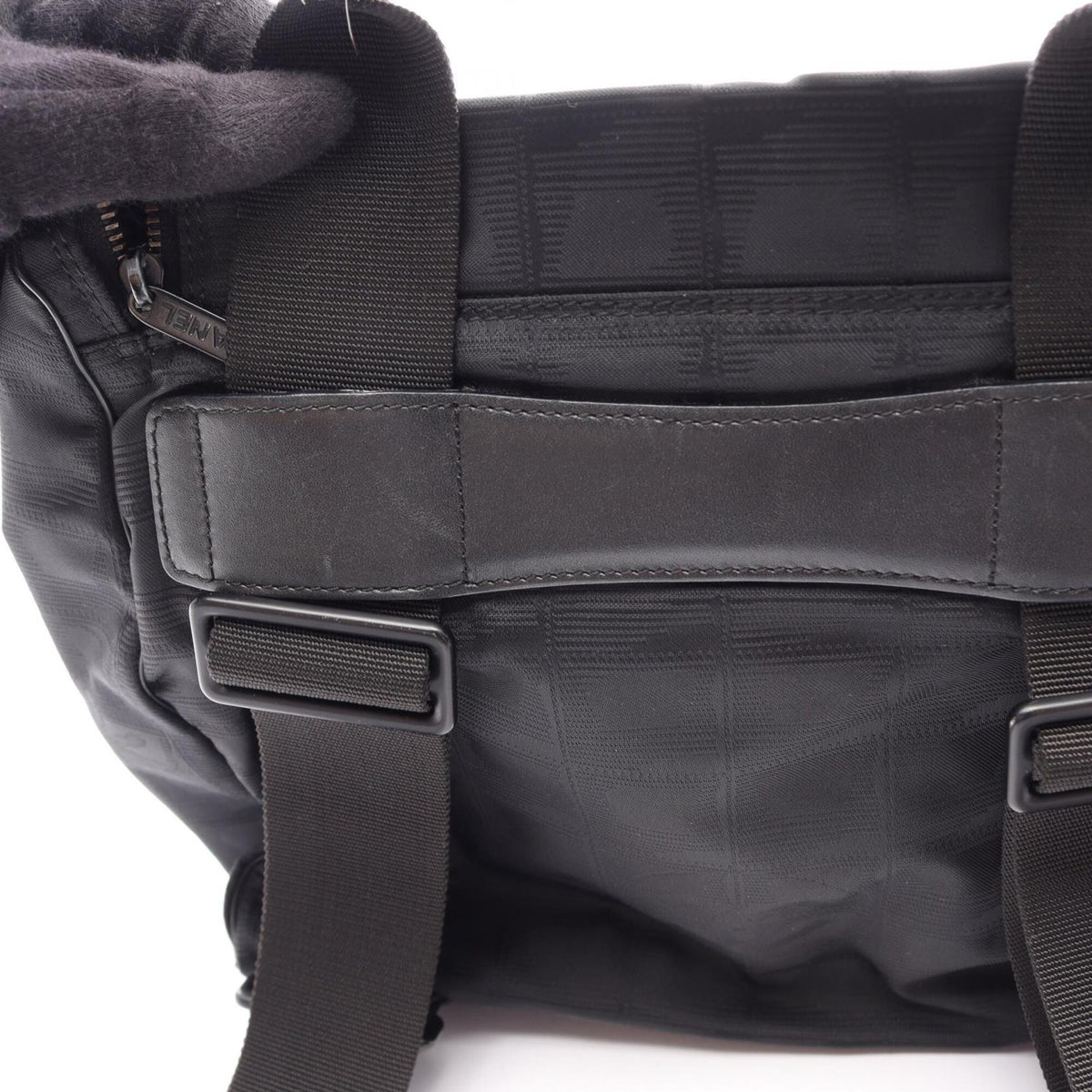 Chanel Black Leather Nylon Canvas Backpack Handbag (Pre-Owned)
