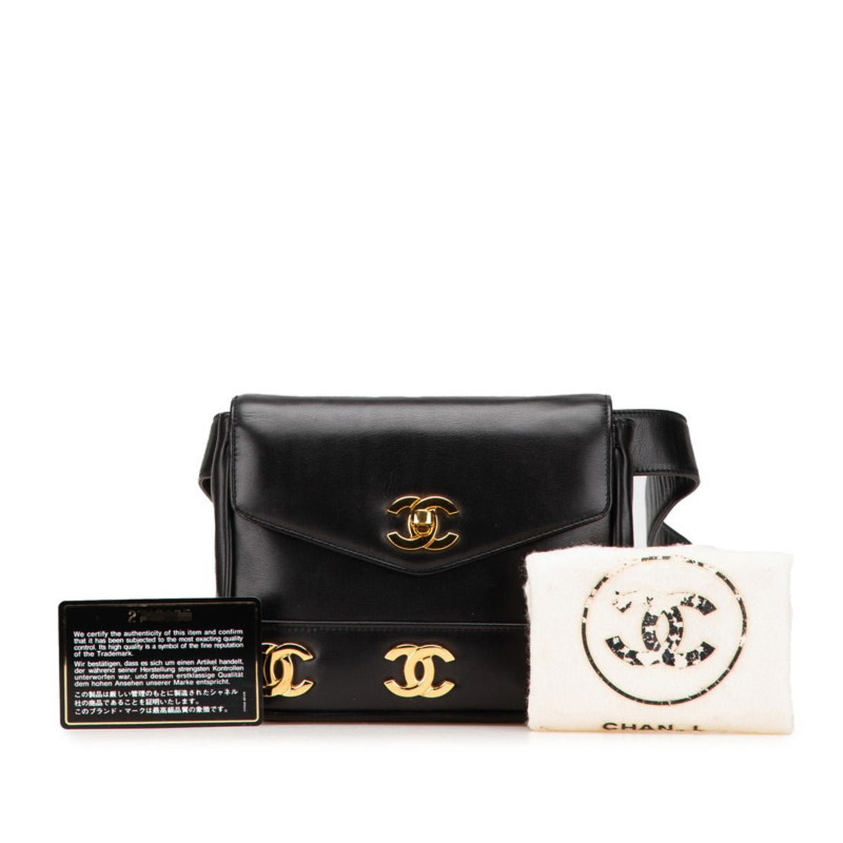 Chanel Black Leather Fanny Pack Shoulder Bag (Pre-Owned)