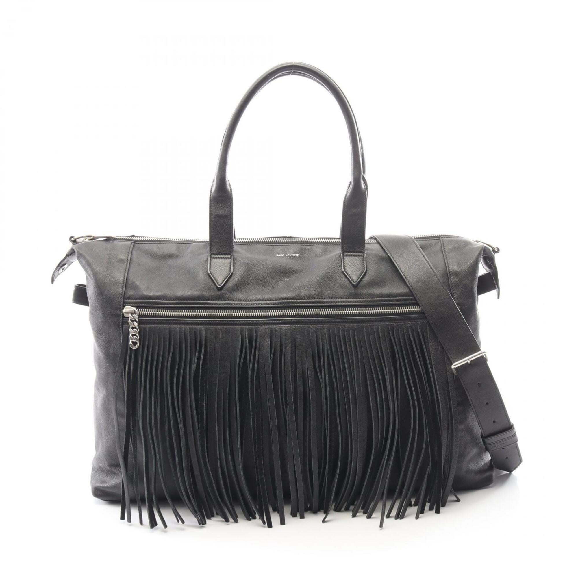 Yves Saint Laurent Black Leather Handbag Tote Bag (Pre-Owned)