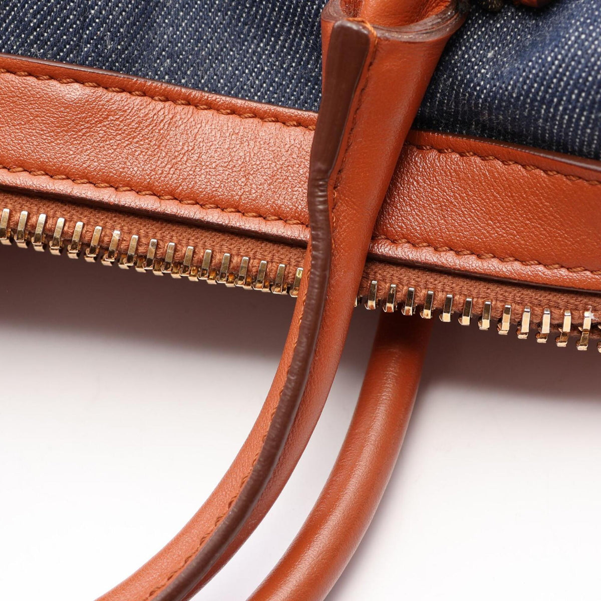 Tod's Brown Navy Denim Leather Handbag (Pre-Owned)