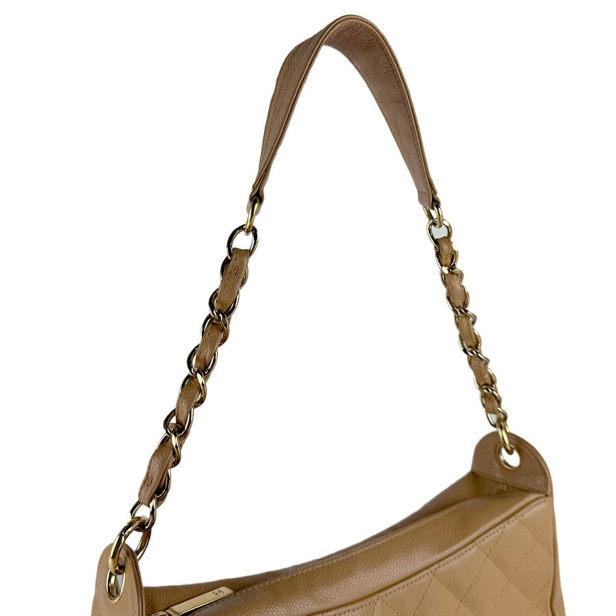 Chanel Beige Grained Calfskin Shoulder Bag (Pre-Owned)