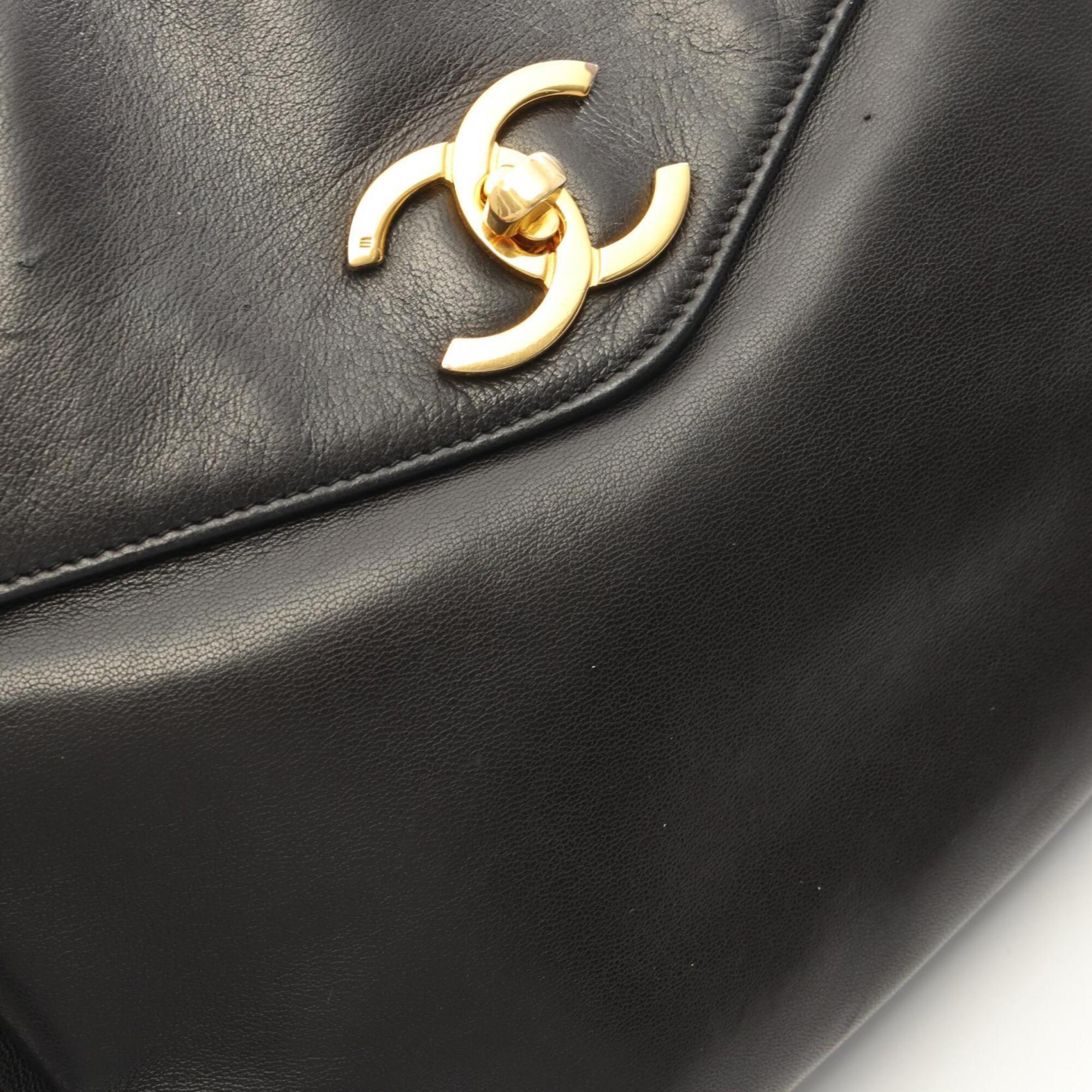 Chanel Black Leather Handbag Tote Bag (Pre-Owned)