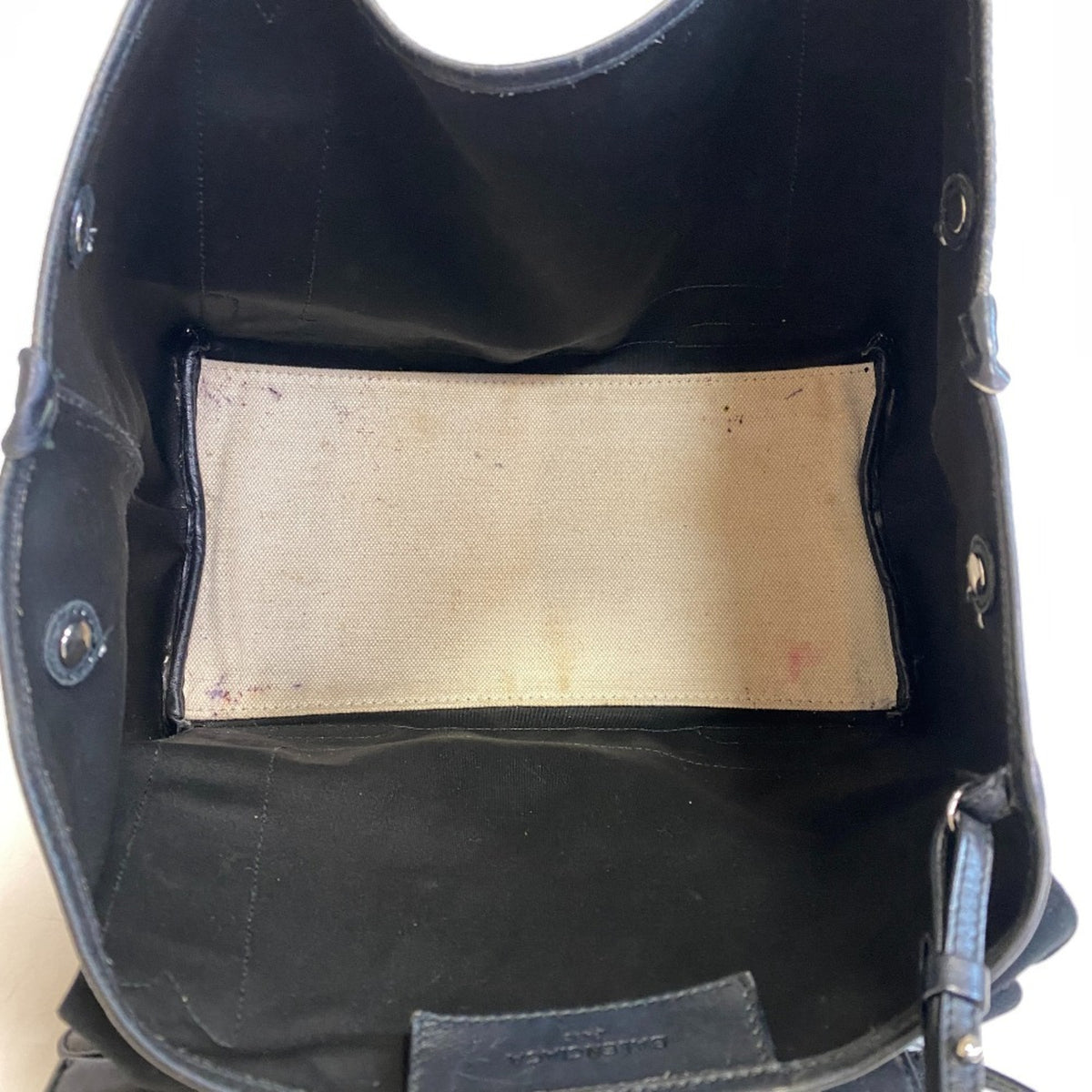 Balenciaga Black Ivory Canvas Leather Handbag (Pre-Owned)
