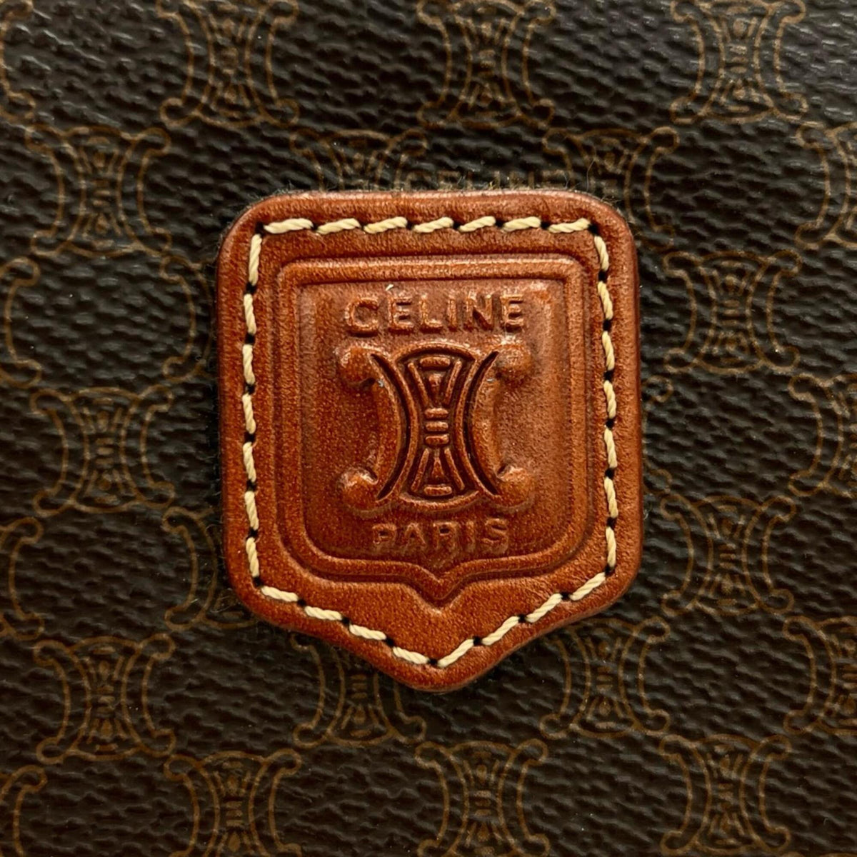 Celine Brown Coated Canvas Leather Pouch (Pre-Owned)