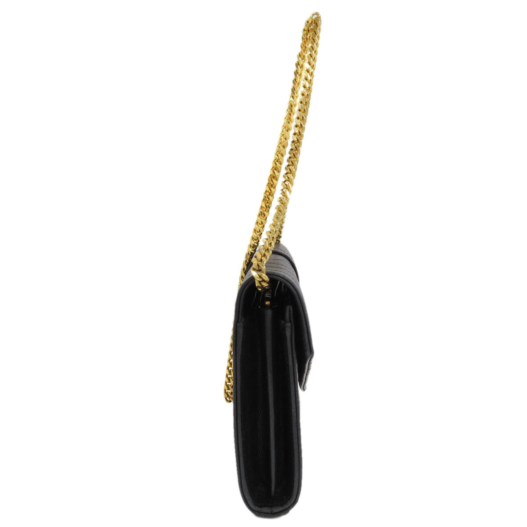 Yves Saint Laurent Black Leather Chain/Shoulder Wallet (Pre-Owned)