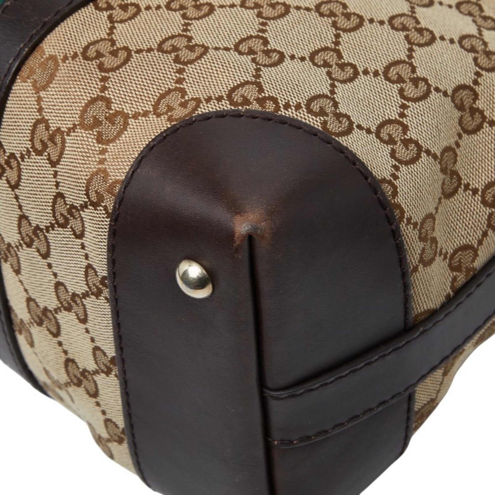 Gucci Beige Brown Canvas Leather Handbag Shoulder Bag (Pre-Owned)