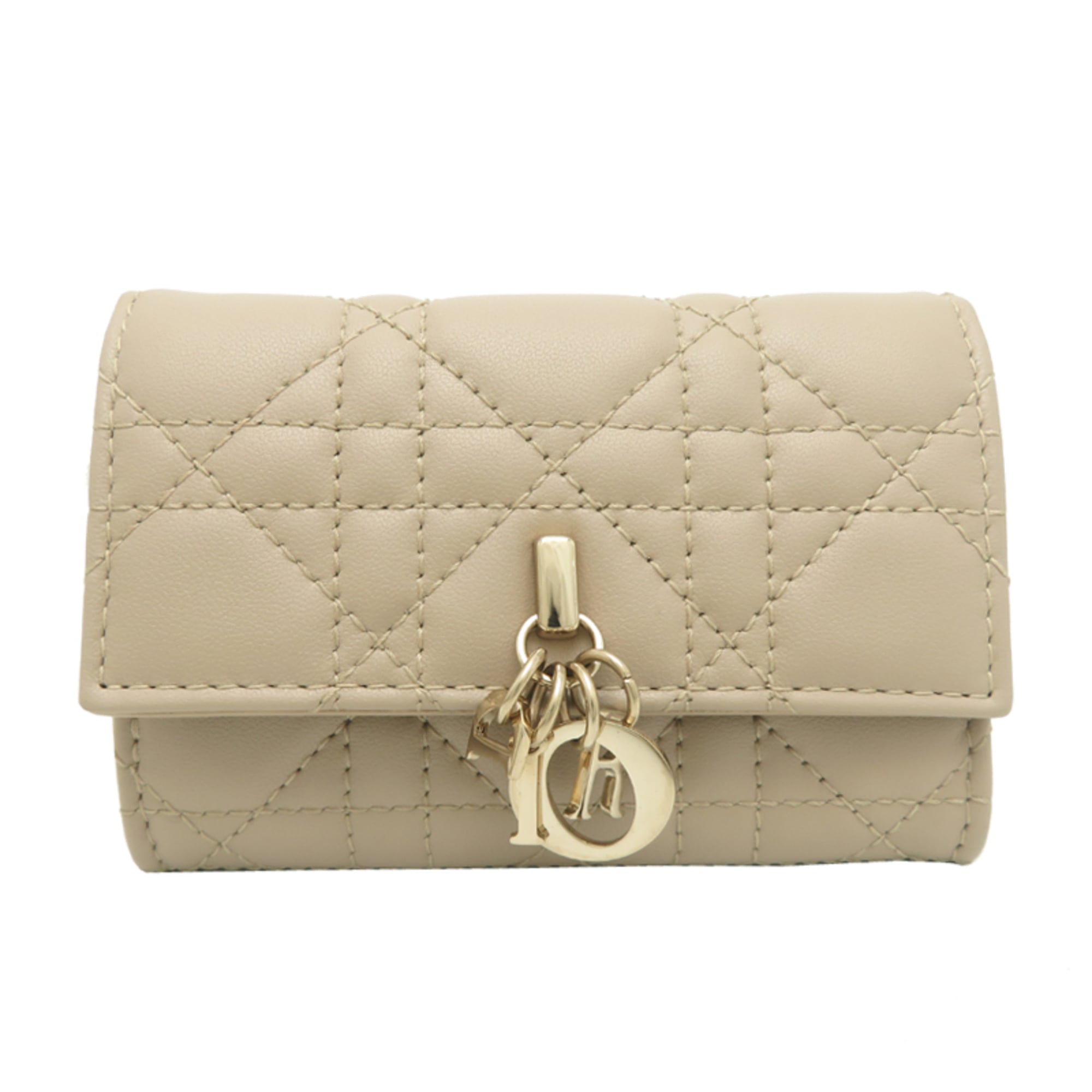 Christian Dior Beige Leather Coin Purse/Coin Case (Pre-Owned)