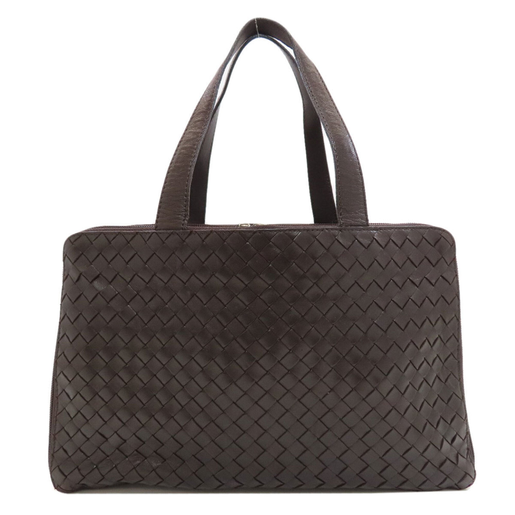 Bottega Veneta Intrecciato Dark Brown Leather Handbag (Pre-Owned)