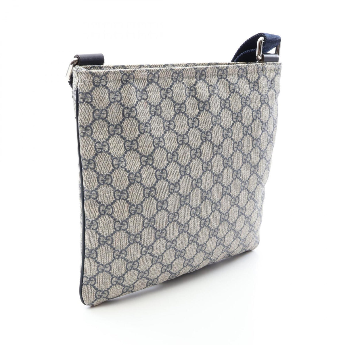 Gucci Beige Navy Pvc Coated Canvas Leather Shoulder Bag (Pre-Owned)