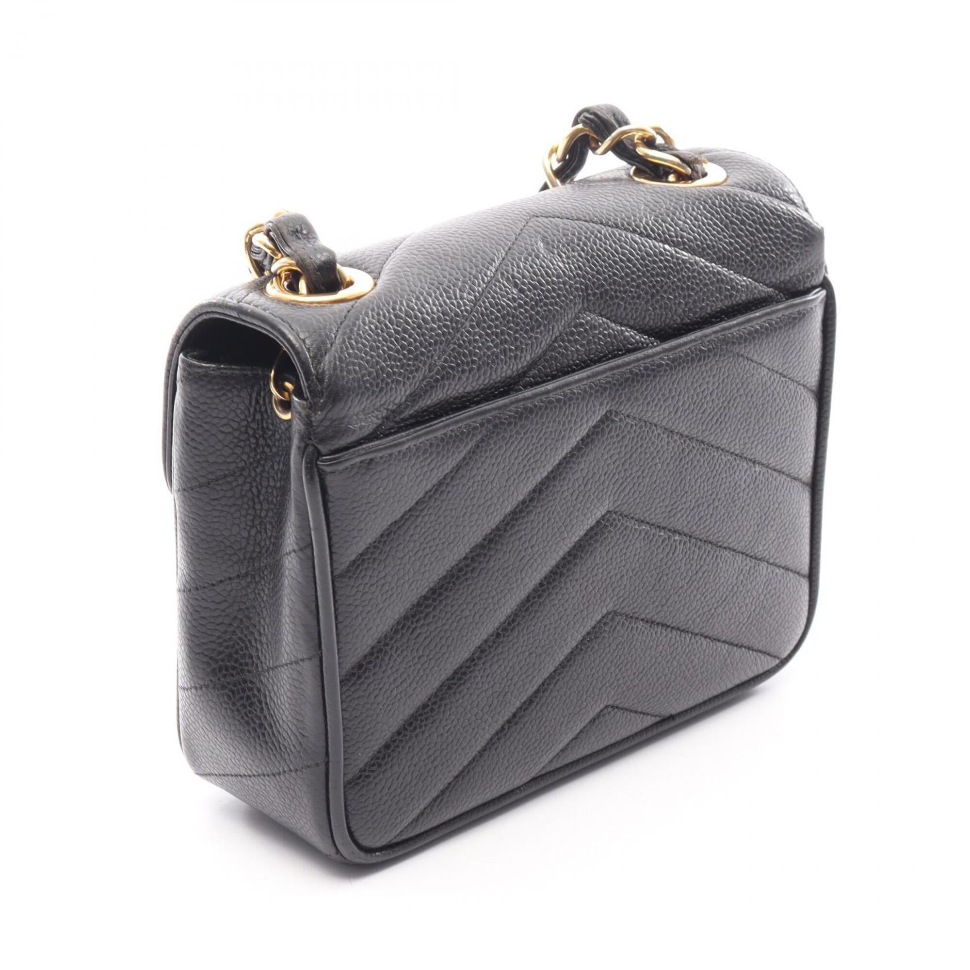 Chanel Black Leather Handbag Shoulder Bag (Pre-Owned)