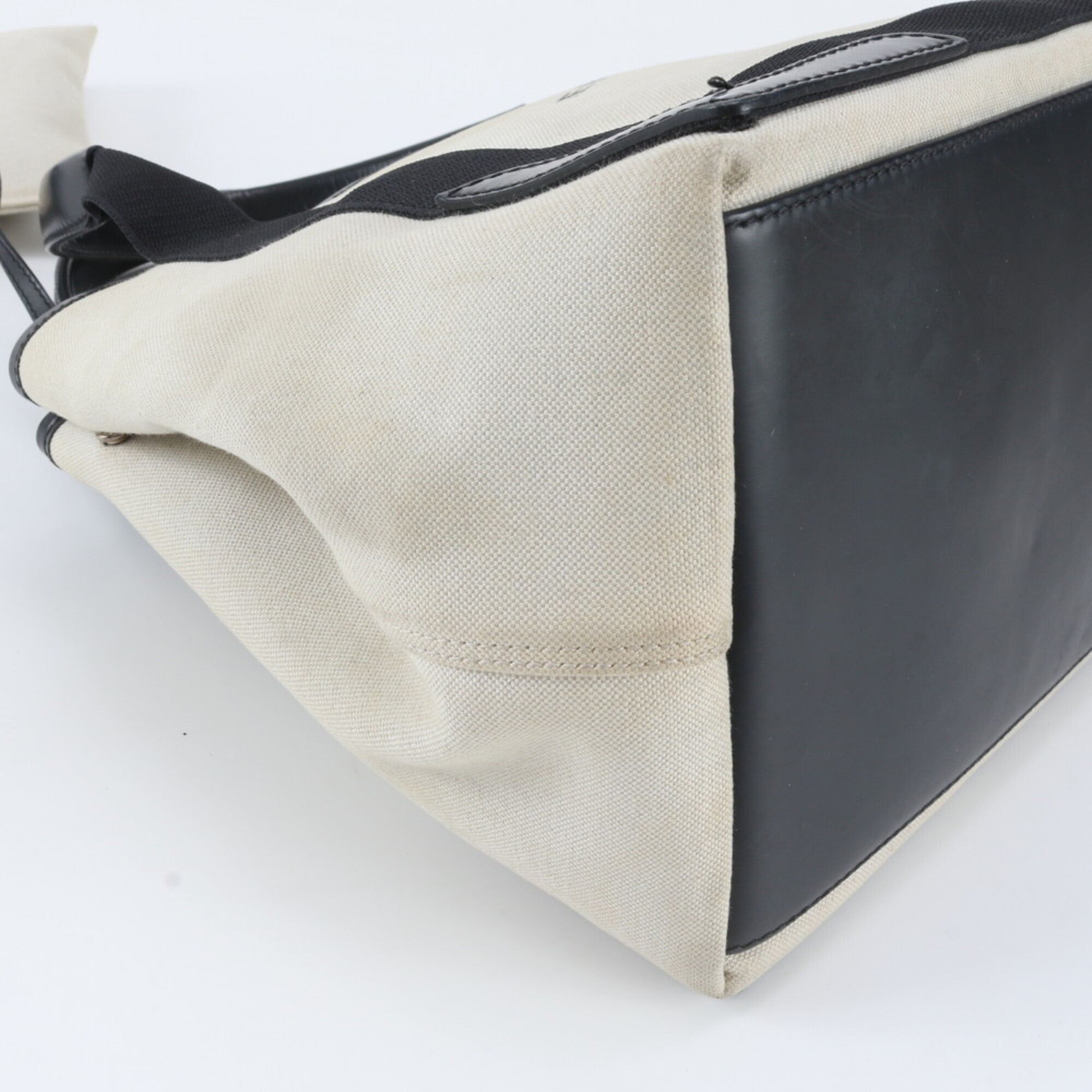 Balenciaga Black White Canvas Leather Handbag Tote Bag (Pre-Owned)