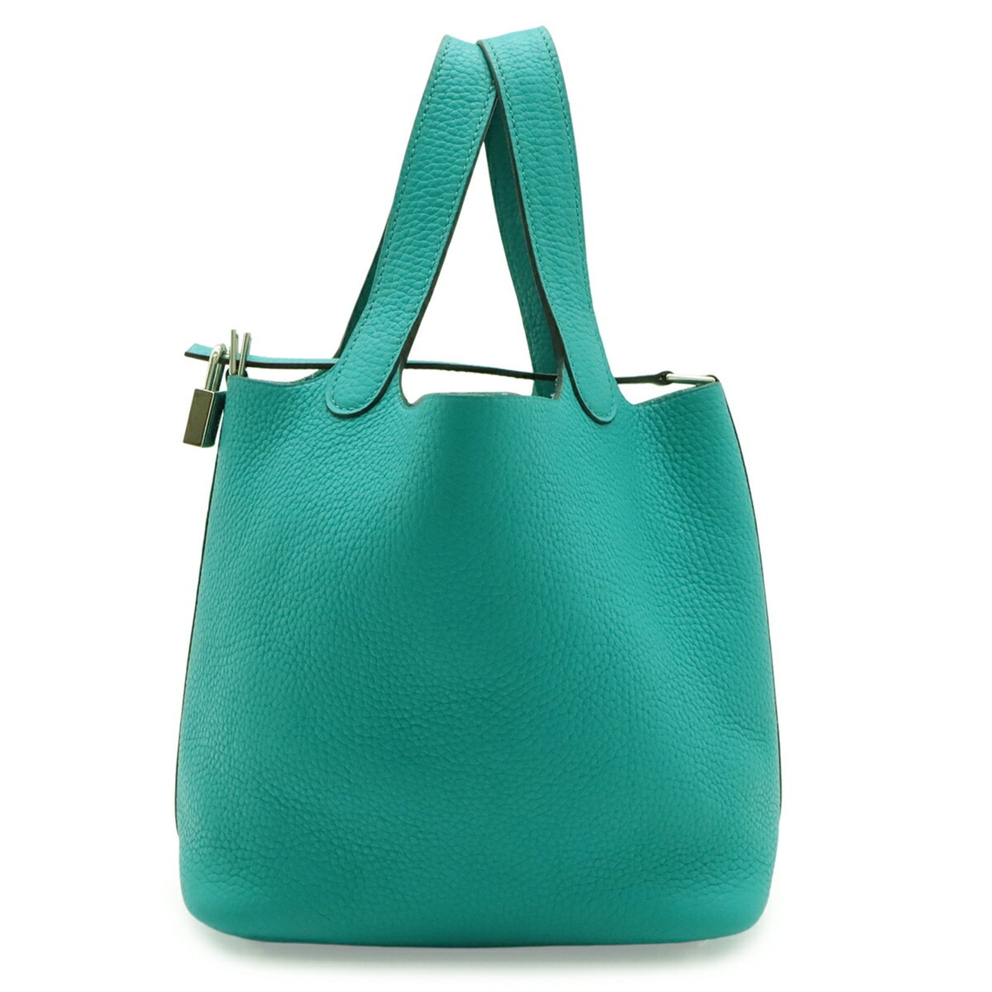 Hermes Blue Paon Taurillon Clemence Leather Handbag Tote Bag (Pre-Owned)