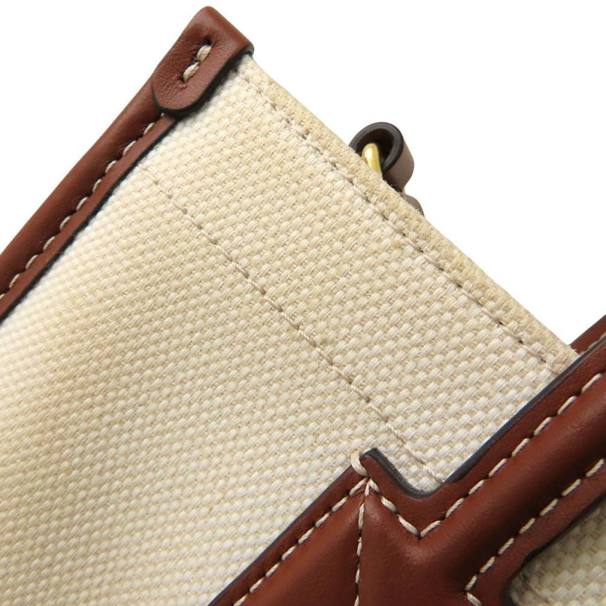 Burberry Brown Ivory Canvas Leather Handbag (Pre-Owned)