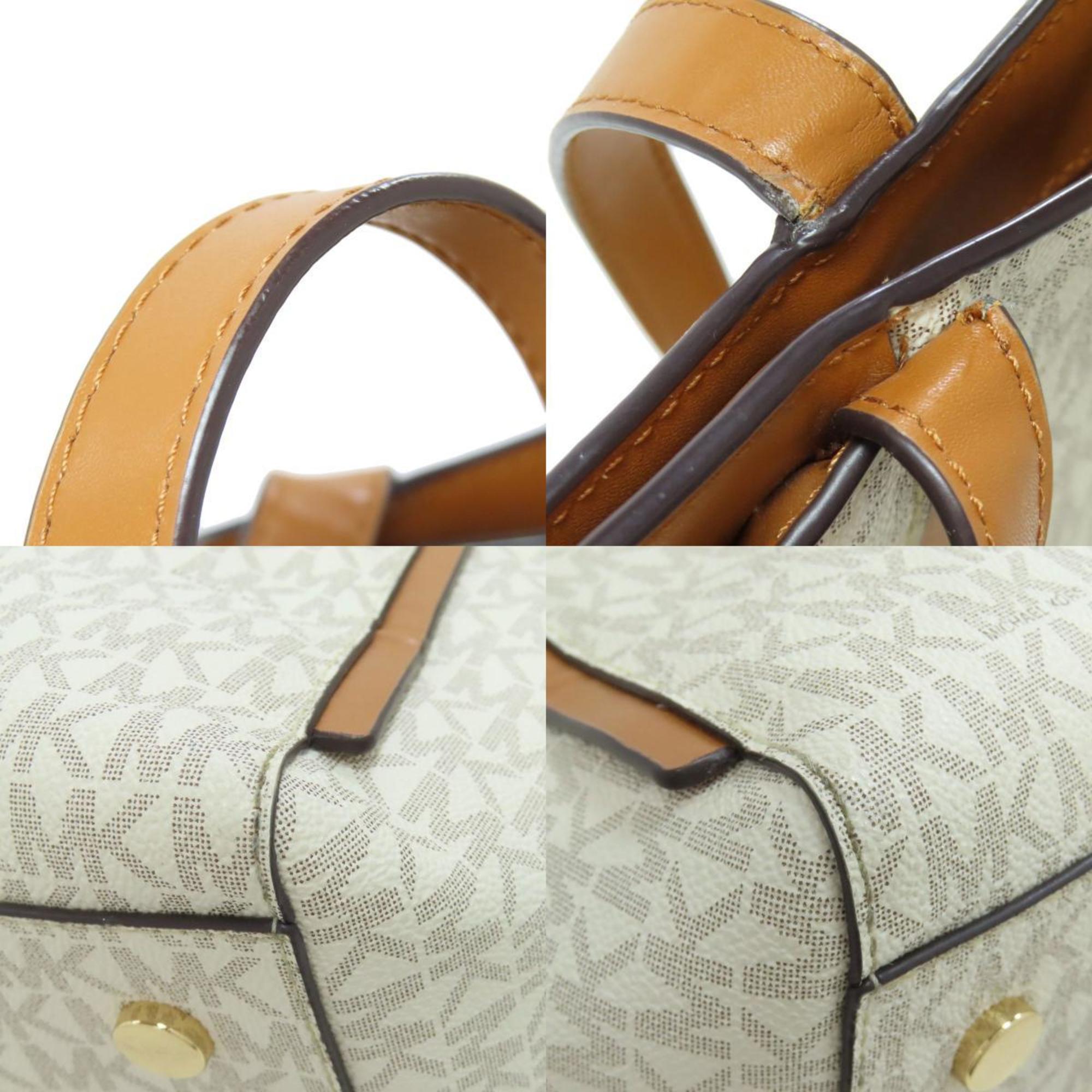 Michael Kors Brown White Pvc Tote Bag (Pre-Owned)
