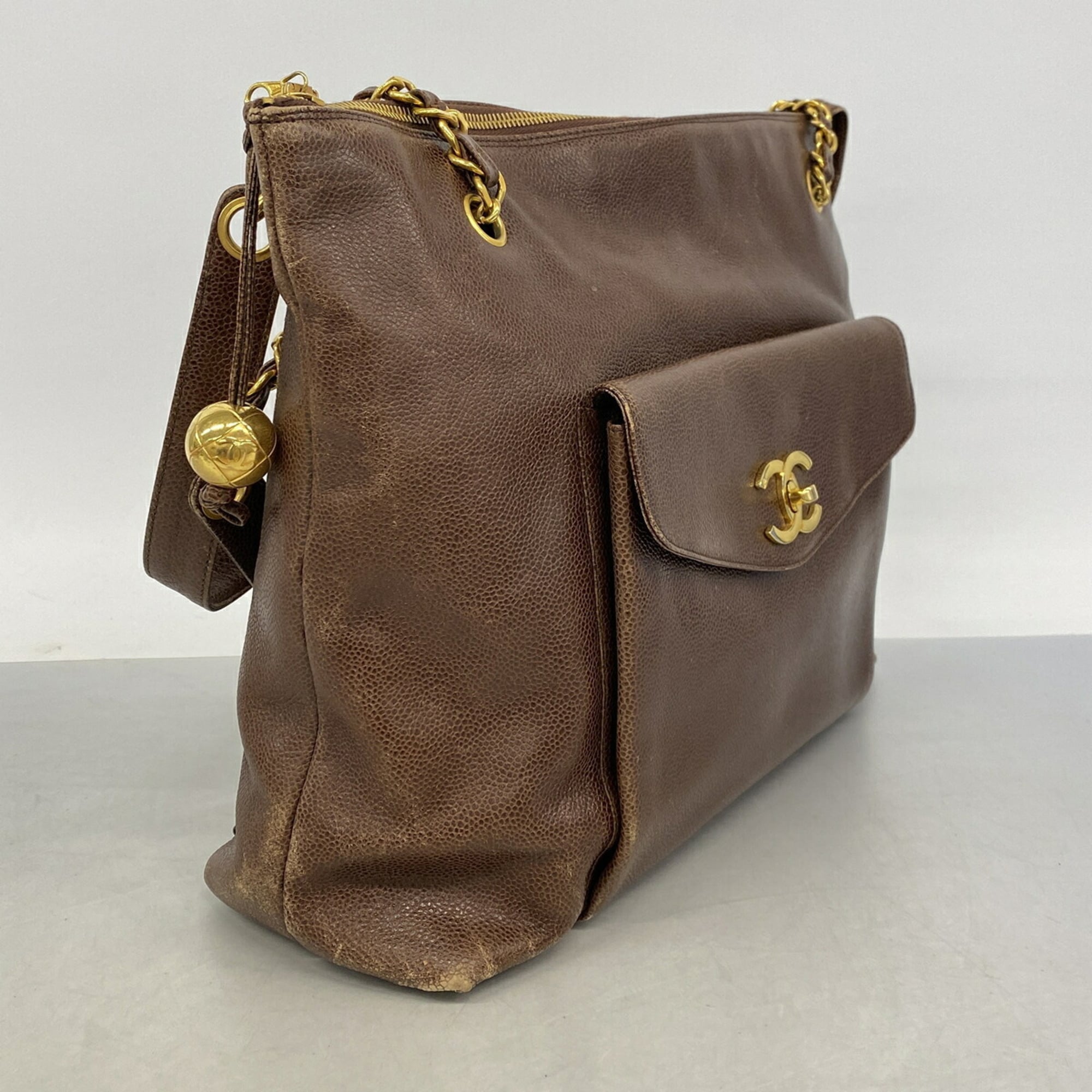 Chanel Brown Grained Calfskin Tote Bag (Pre-Owned)