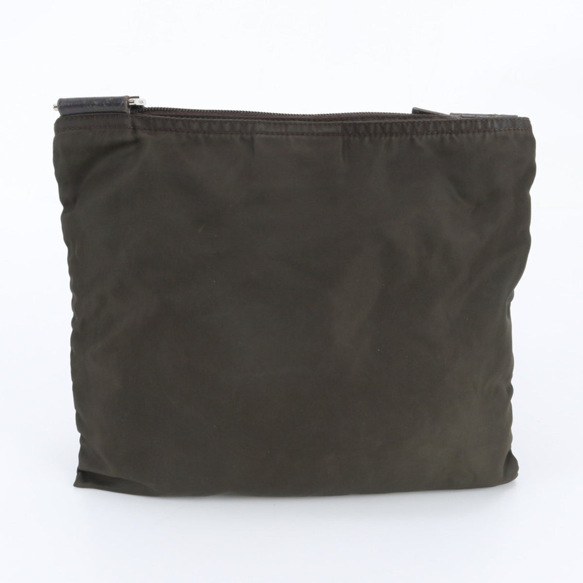 Prada Khaki Leather Nylon Messenger Bag Shoulder Bag (Pre-Owned)