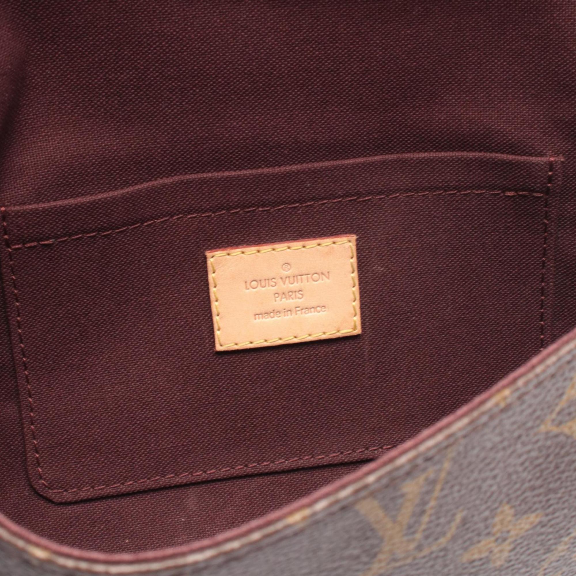 Louis Vuitton Brown Monogram Coated Canvas Leather Handbag Pouch (Pre-Owned)