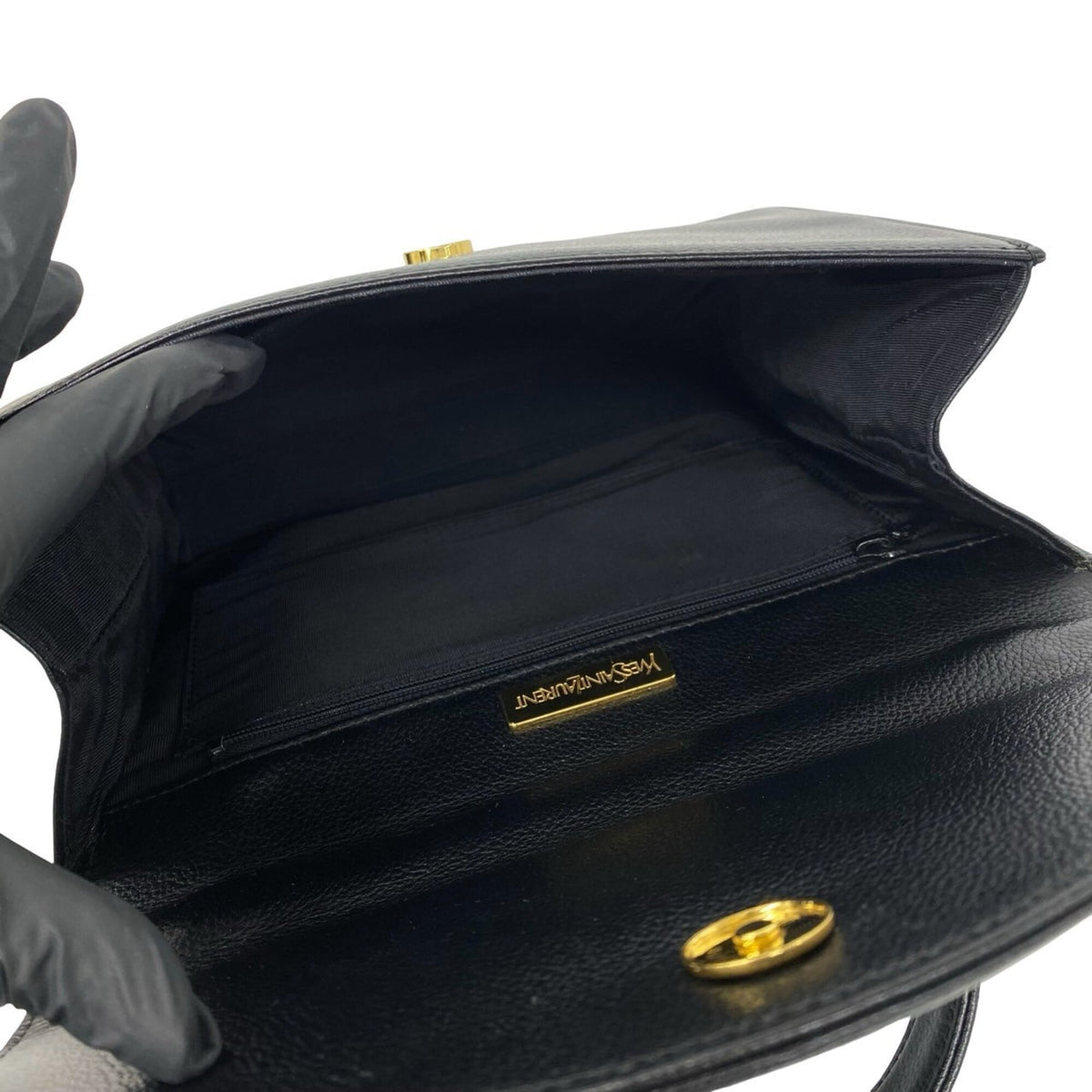 Yves Saint Laurent Black Leather Handbag Tote Bag (Pre-Owned)