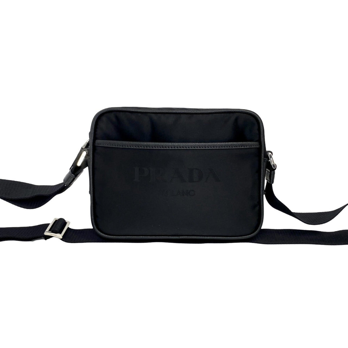 Prada Black Nylon Leather Pochette Shoulder Bag (Pre-Owned)