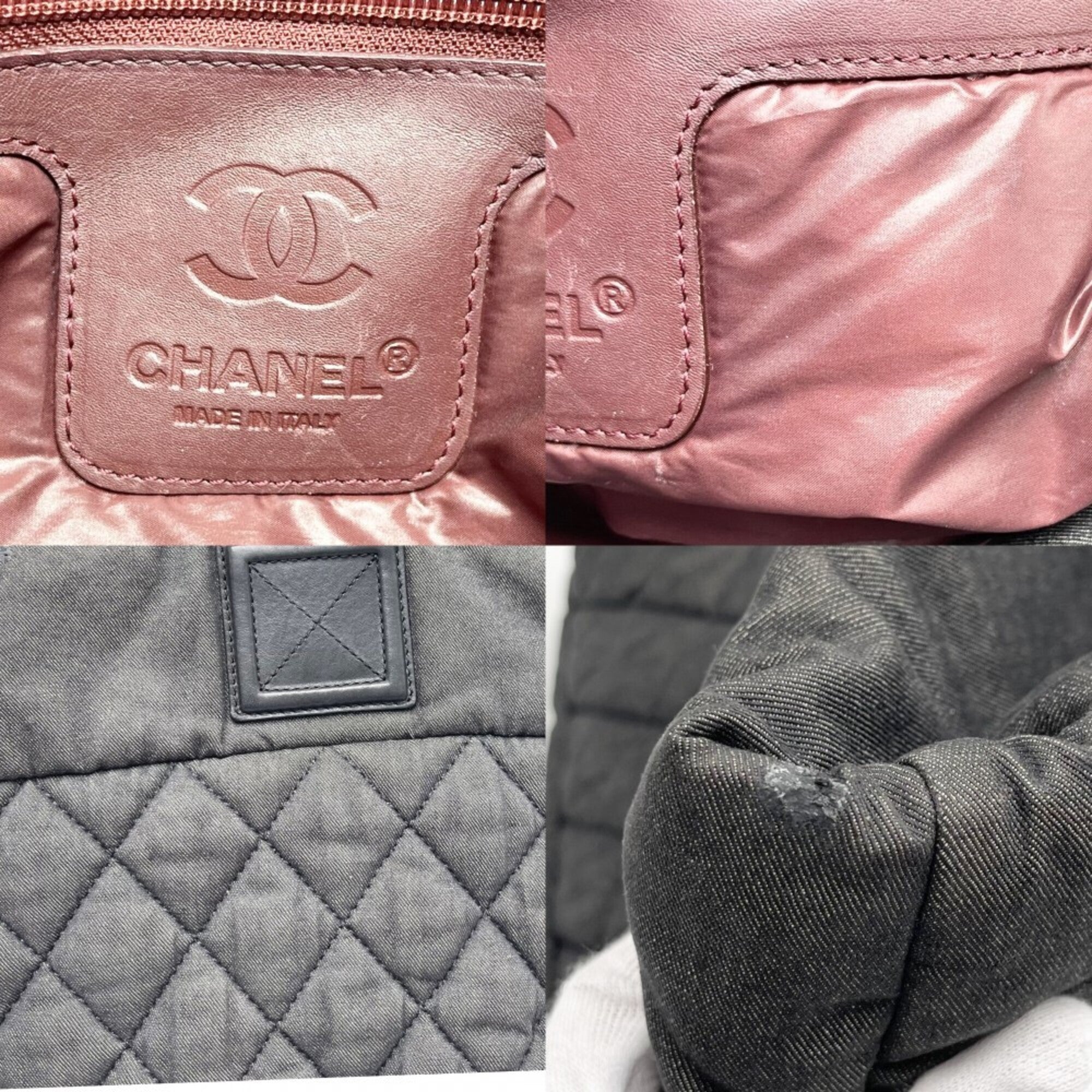 Chanel Bordeaux Gray Canvas Nylon Handbag Tote Bag (Pre-Owned)