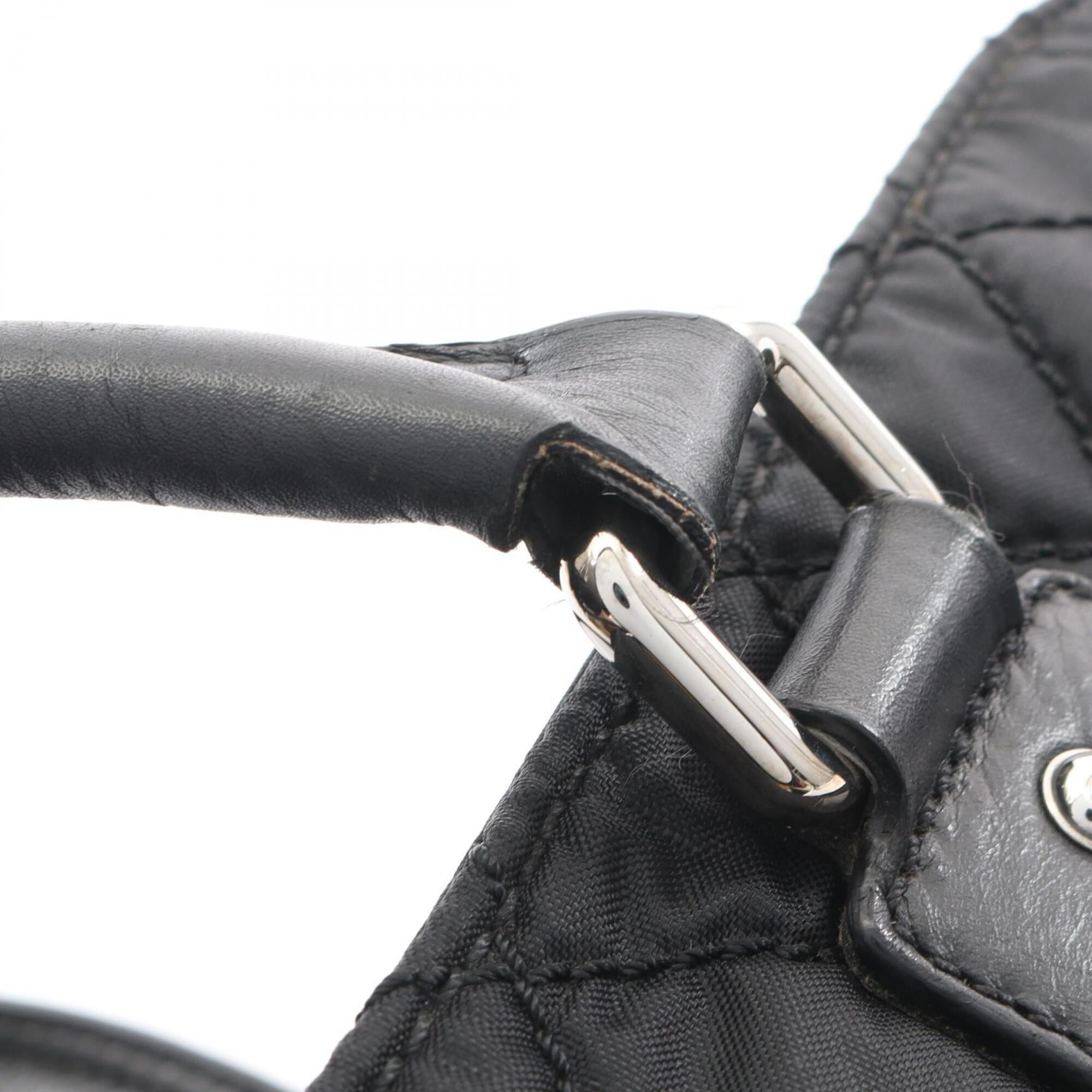 Chanel Black Nylon Leather Handbag Tote Bag (Pre-Owned)