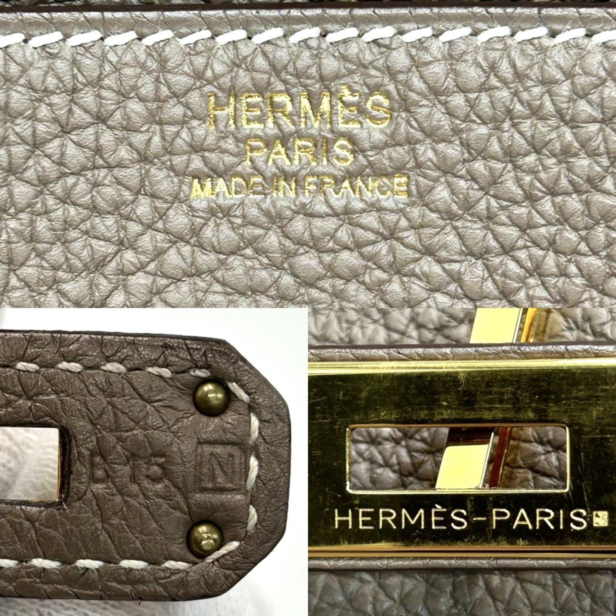 Hermes Etoupe Gray Togo Leather Handbag (Pre-Owned)