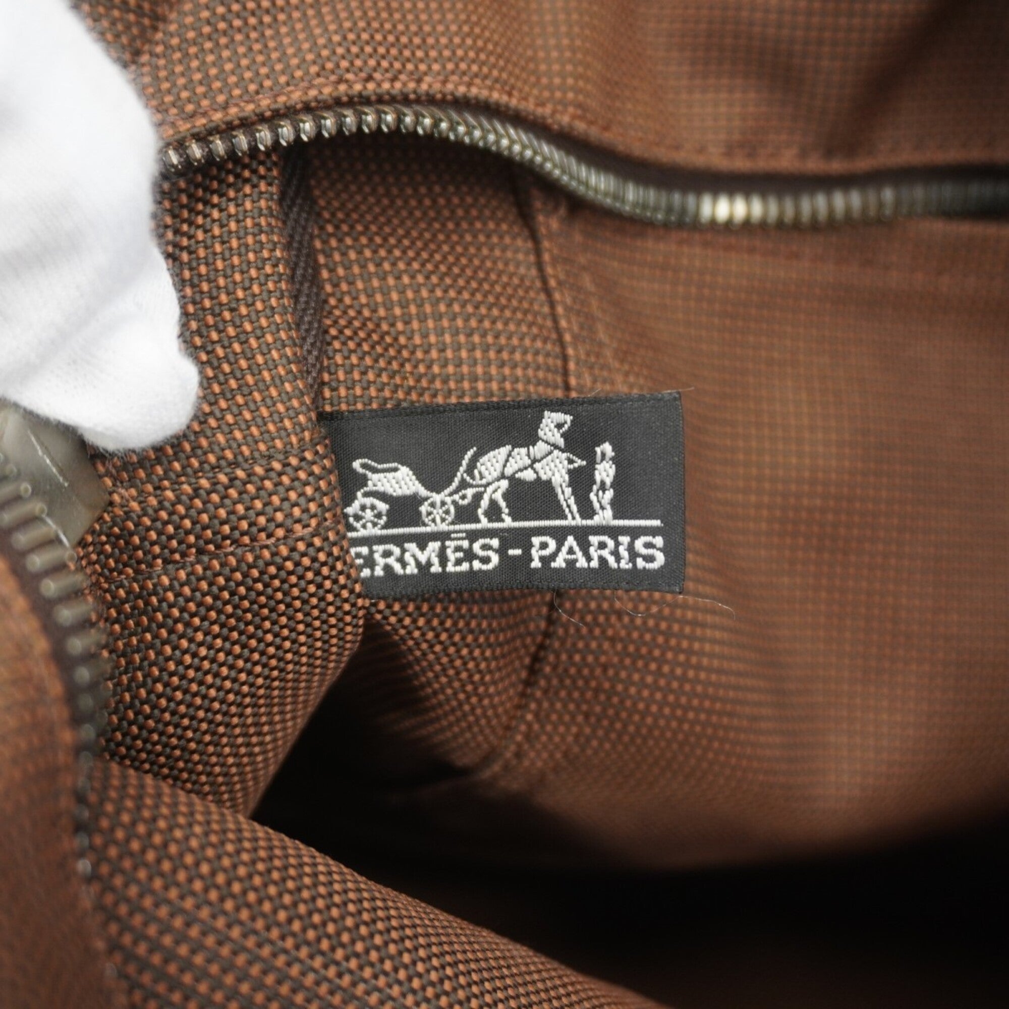 Hermes Brown Canvas Tote Bag (Pre-Owned)