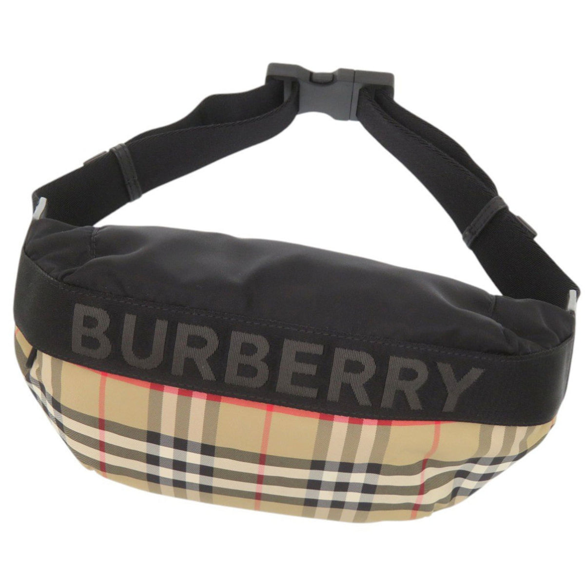 Burberry Beige Black Nylon Fanny Pack Sling Bag (Pre-Owned)