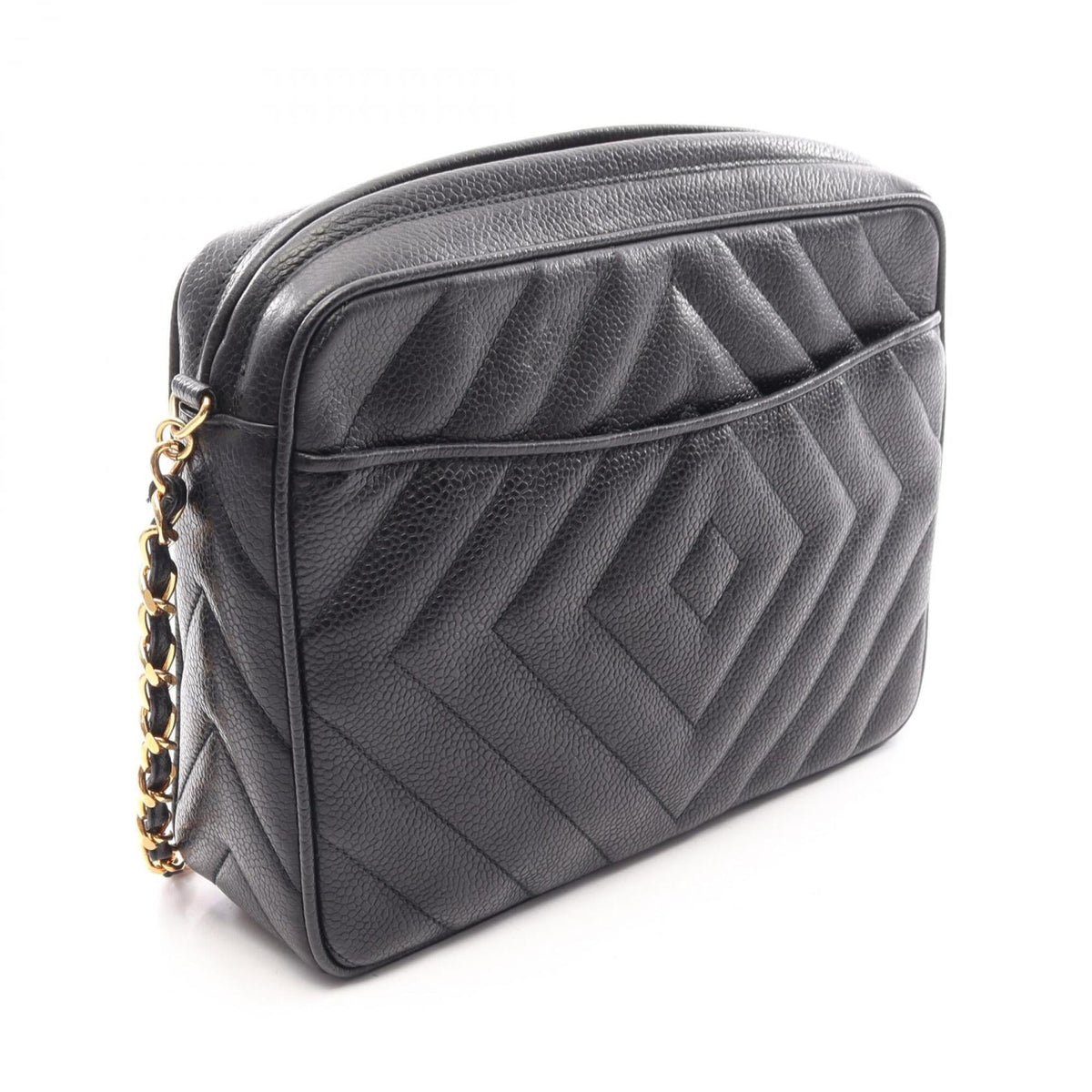 Chanel Black Grained Calfskin Handbag Shoulder Bag (Pre-Owned)