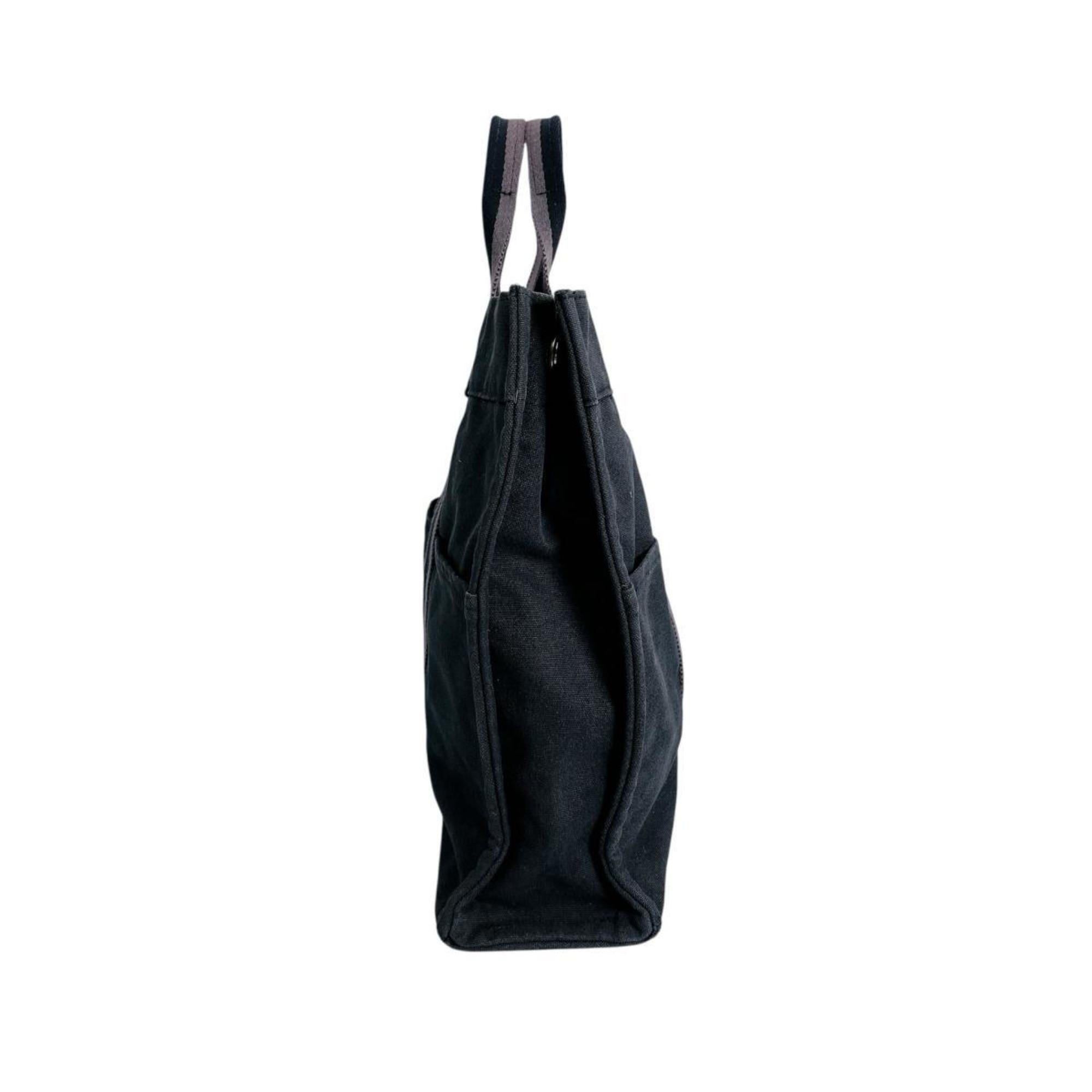 Hermes Her Line Black Canvas Tote Bag (Pre-Owned)