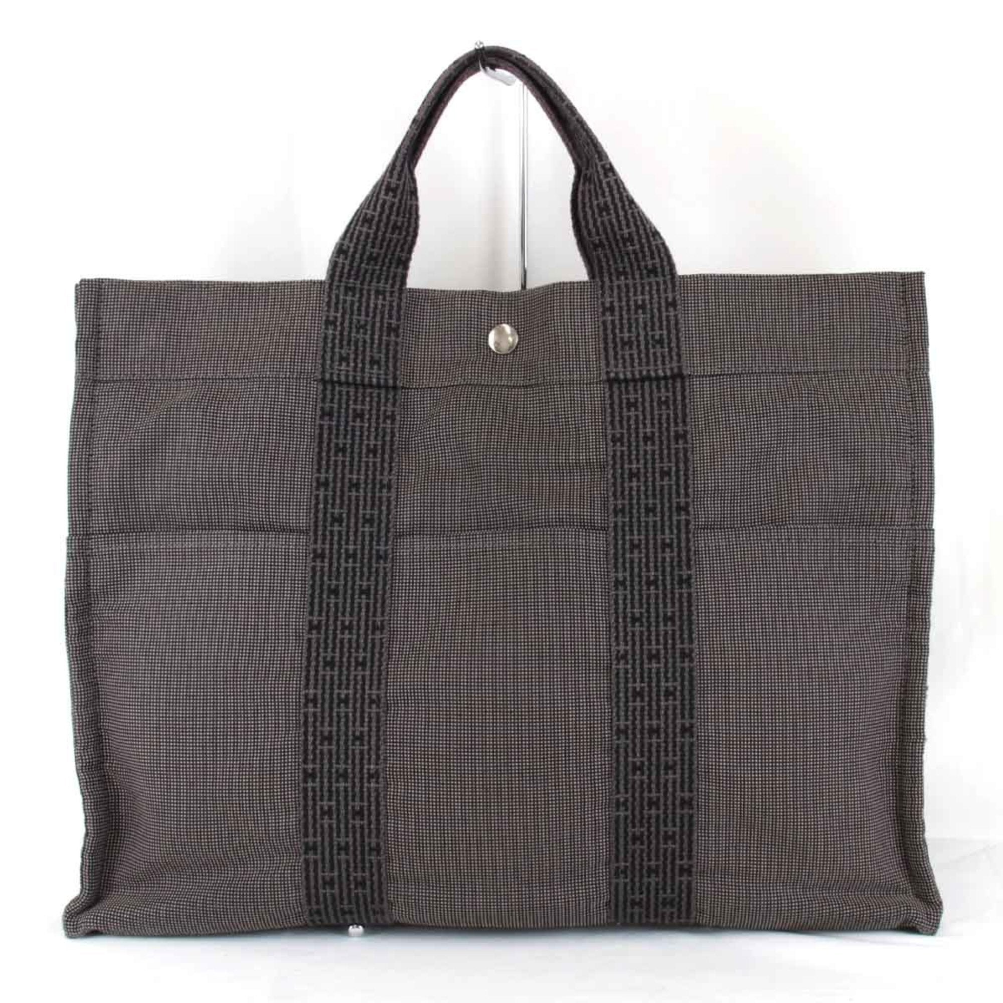 Hermes Gray Canvas Handbag (Pre-Owned)